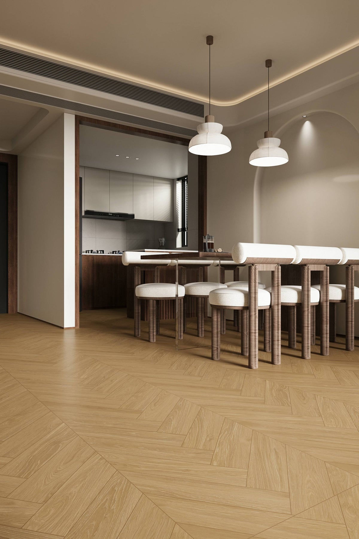 Wood Look Porcelain Floor Tile Herringbone Plank 600x1200mm - Living Room Hallway Open Plan - Item No. 612519