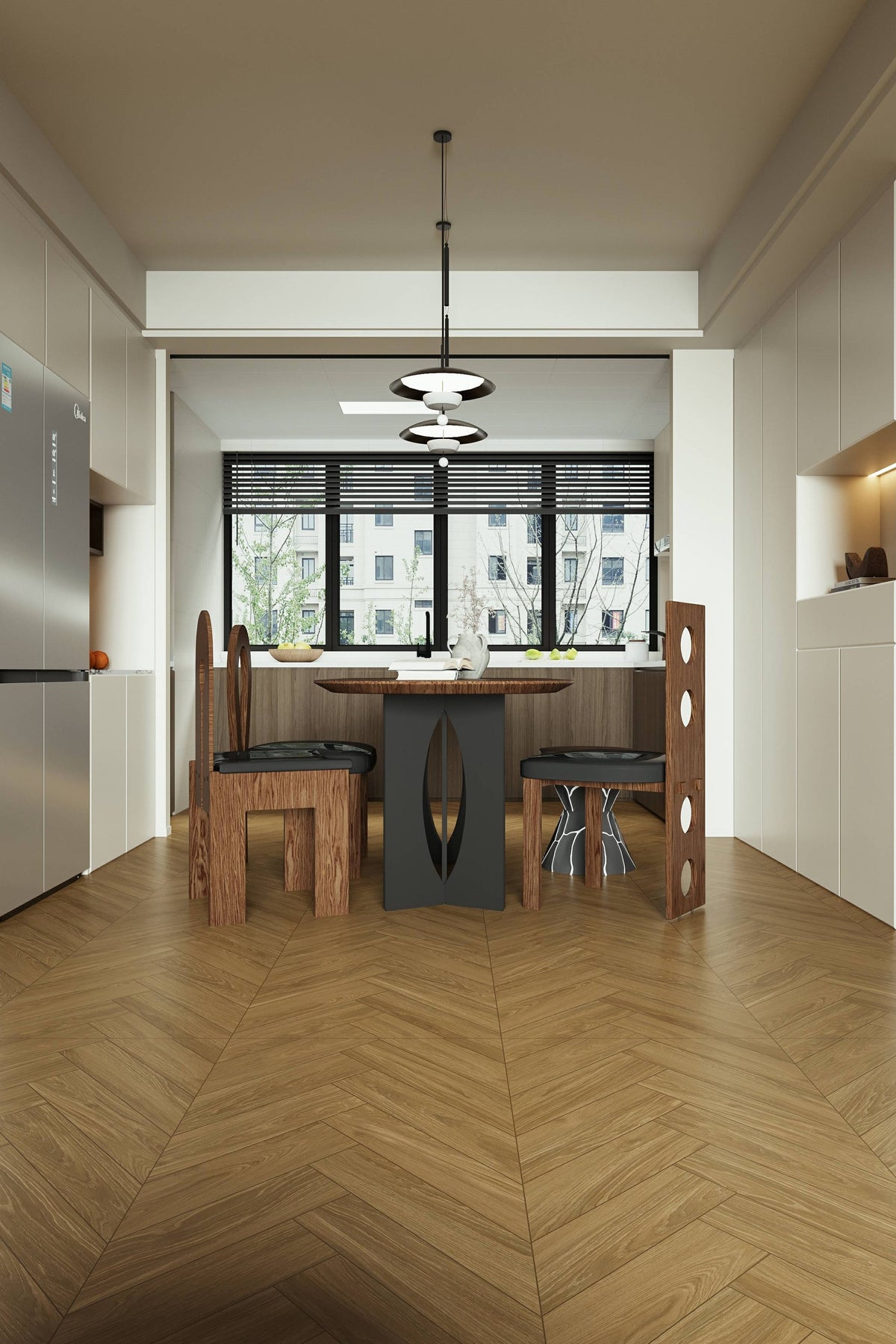 Wood Look Porcelain Floor Tile Herringbone Plank 600x1200mm - Living Room Hallway Open Plan - Item No. 612521