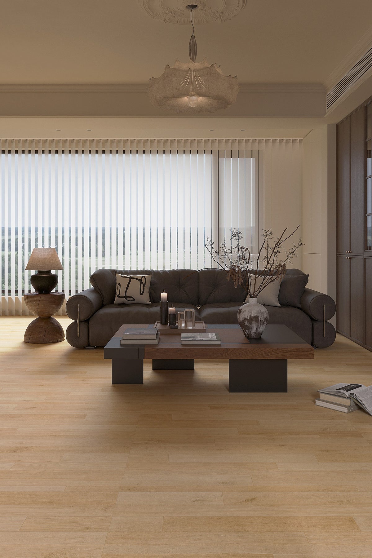Wood Look Porcelain Floor Tile Geometric Plank 600x1200mm - Living Room Hallway Open Plan - Item No. 612611