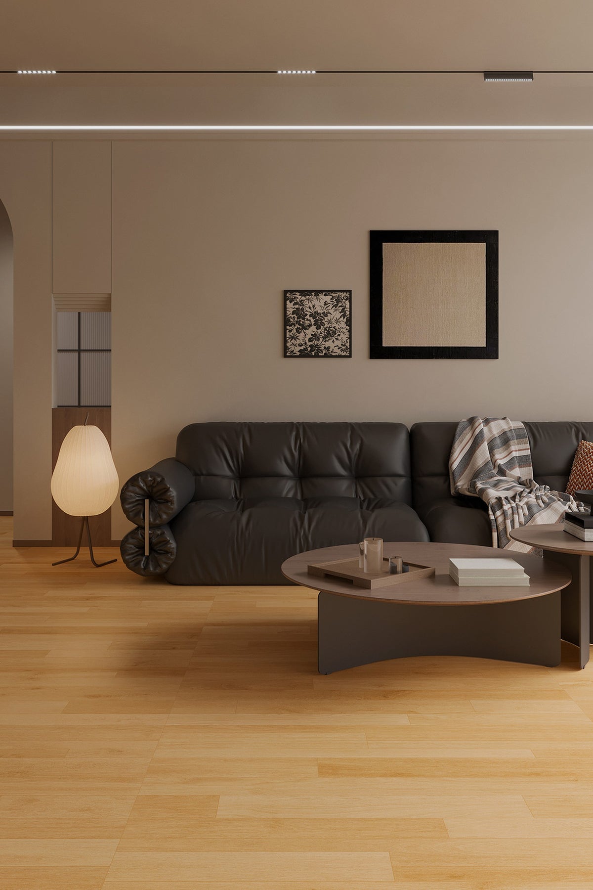 Wood Look Porcelain Floor Tile Geometric Plank 600x1200mm - Living Room Hallway Open Plan - Item No. 612613