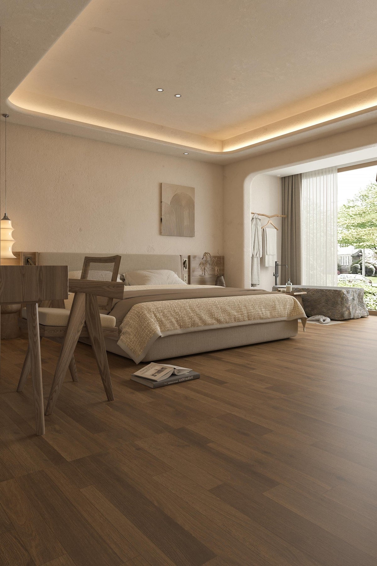 Wood Look Porcelain Floor Tile Geometric Plank 600x1200mm - Living Room Hallway Open Plan - Item No. 612616