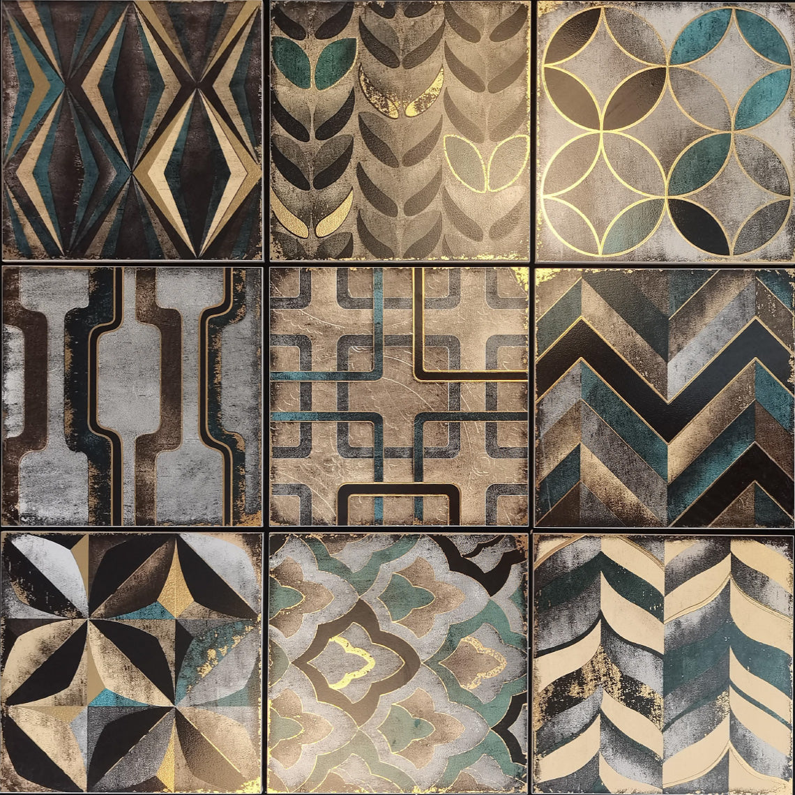 Fine Art Gilded Tiles 20x20cm - Van Gogh & Klimt Masterpiece Wall Tiles (25pcs/1㎡) - GR.Mosaic Decorative Pattern (View 11)