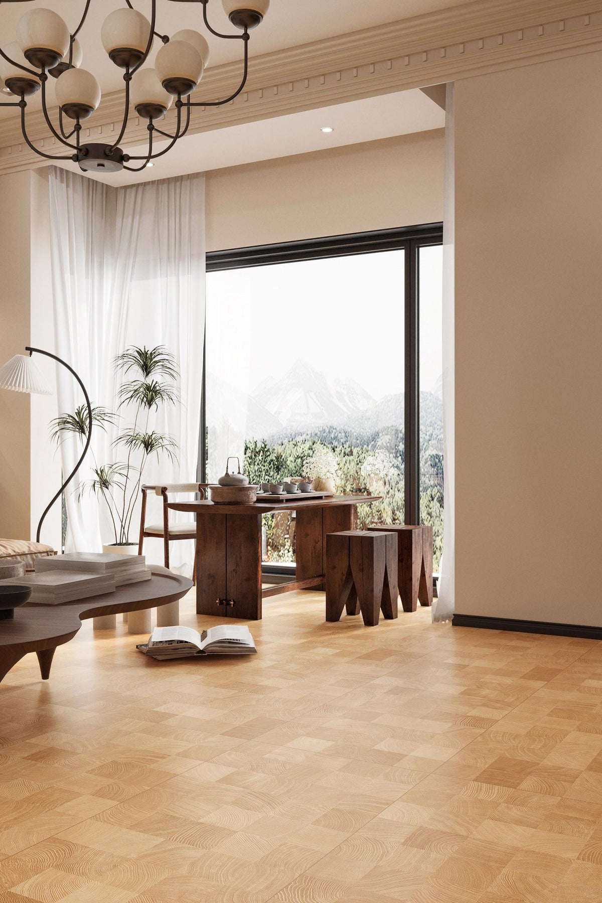 Wood Look Porcelain Floor Tile Tree Ring Plank 600x1200mm - Living Room Hallway Open Plan - Item No. BQ612Y62