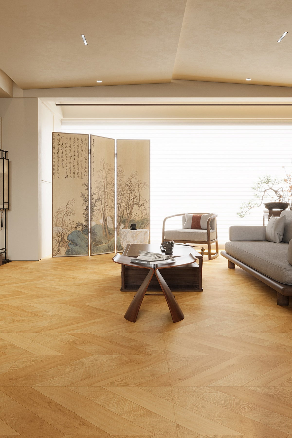 Wood Look Porcelain Floor Tile Chevron Plank 800x800mm - Living Room Hallway Open Plan - Item No. 8213