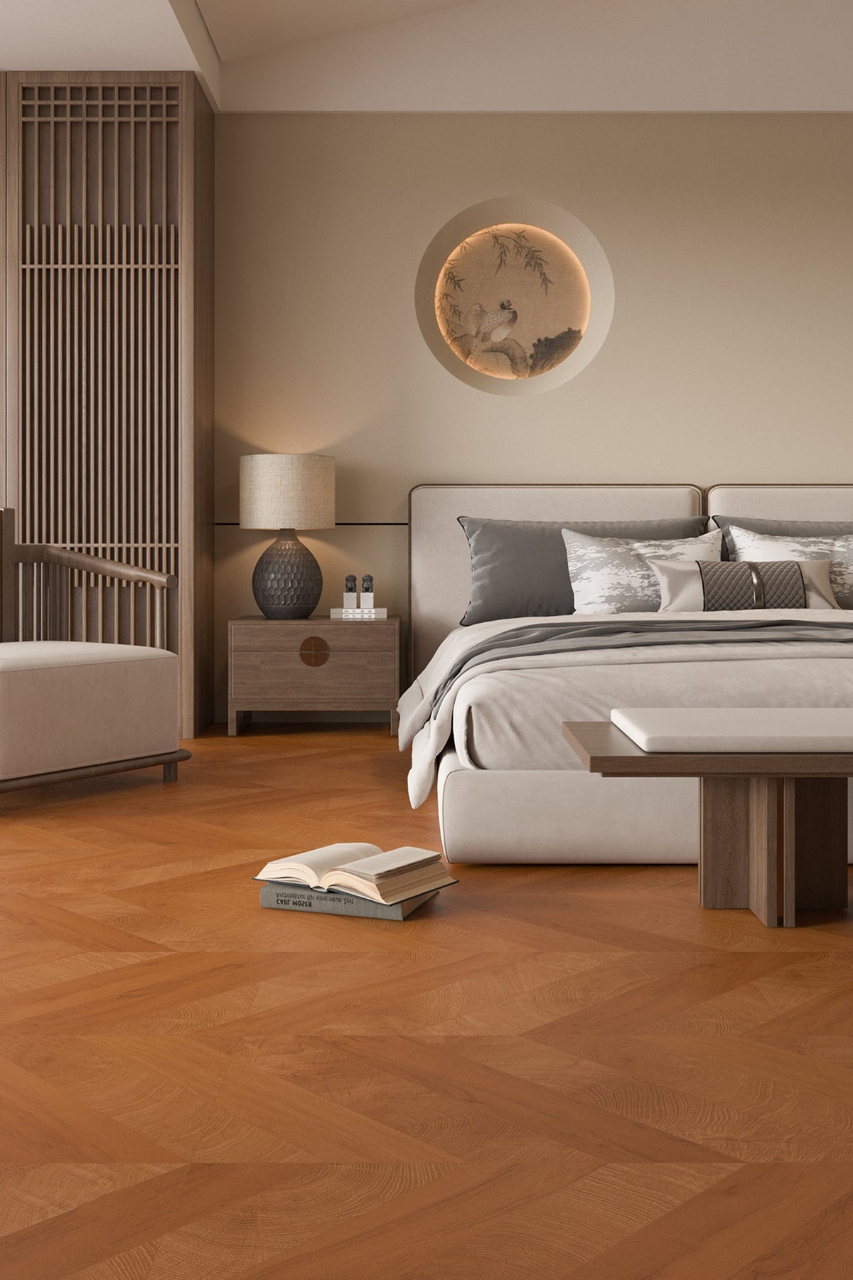 Wood Look Porcelain Floor Tile Chevron Plank 800x800mm - Living Room Hallway Open Plan - Item No. 8215