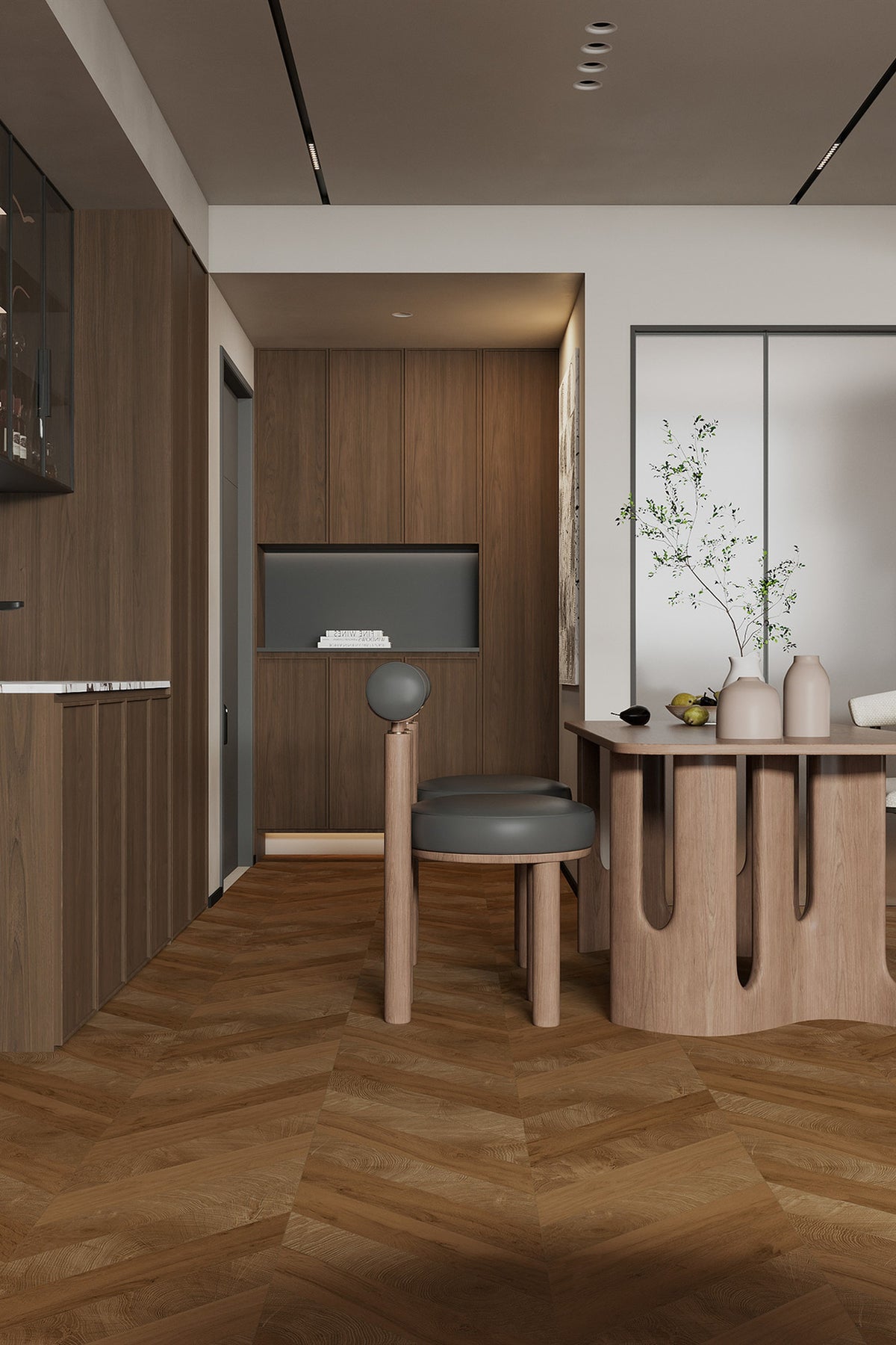 Wood Look Porcelain Floor Tile Chevron Plank 800x800mm - Living Room Hallway Open Plan - Item No. 8216