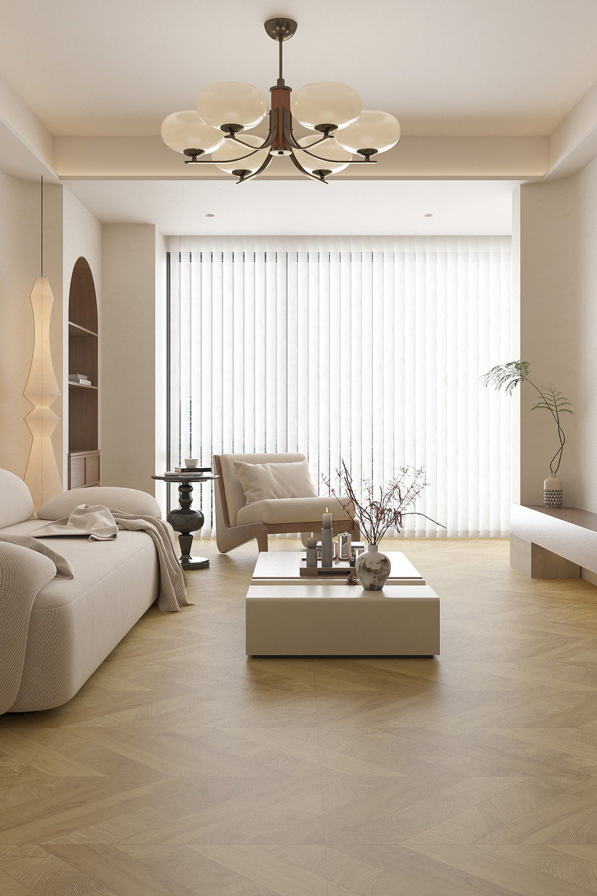 Wood Look Porcelain Floor Tile Chevron Plank 800x800mm - Living Room Hallway Open Plan - Item No. 8217