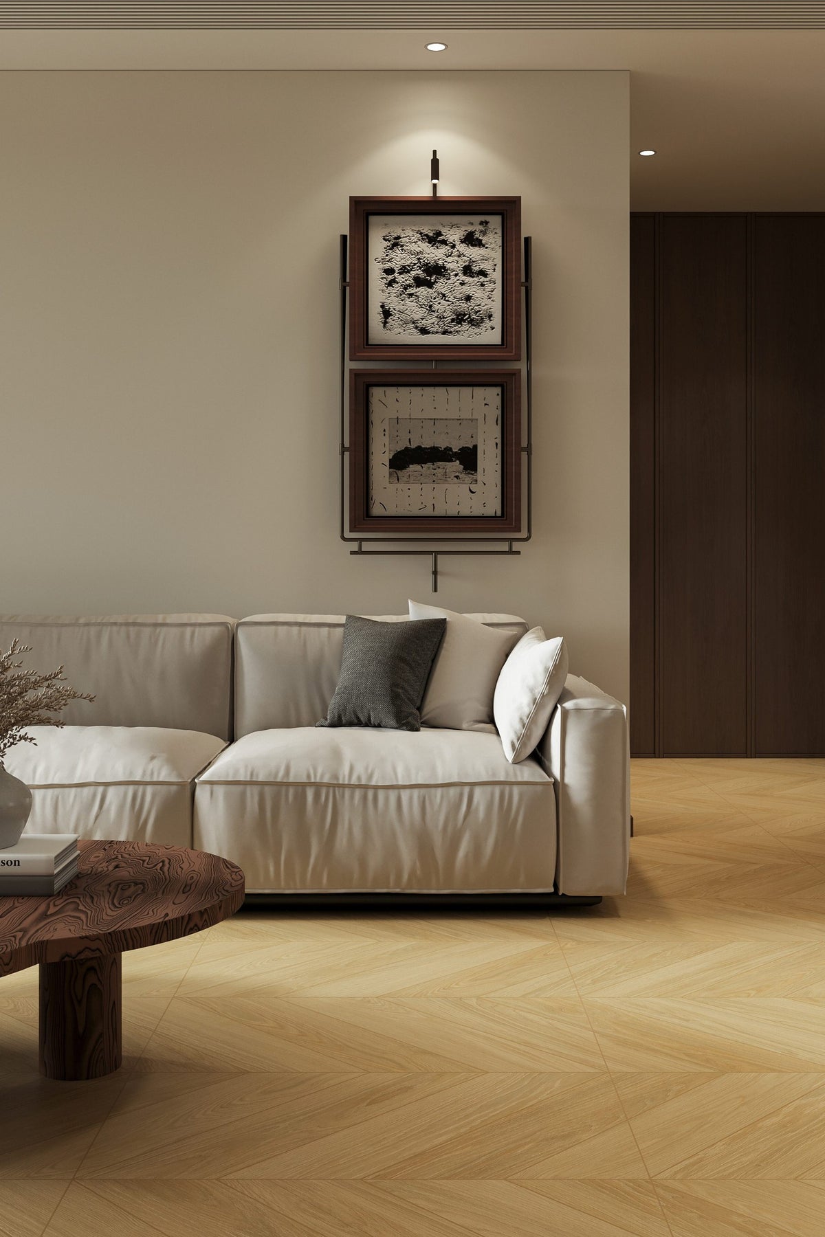 Wood Look Porcelain Floor Tile Chevron Plank 800x800mm - Living Room Hallway Open Plan - Item No. 8218