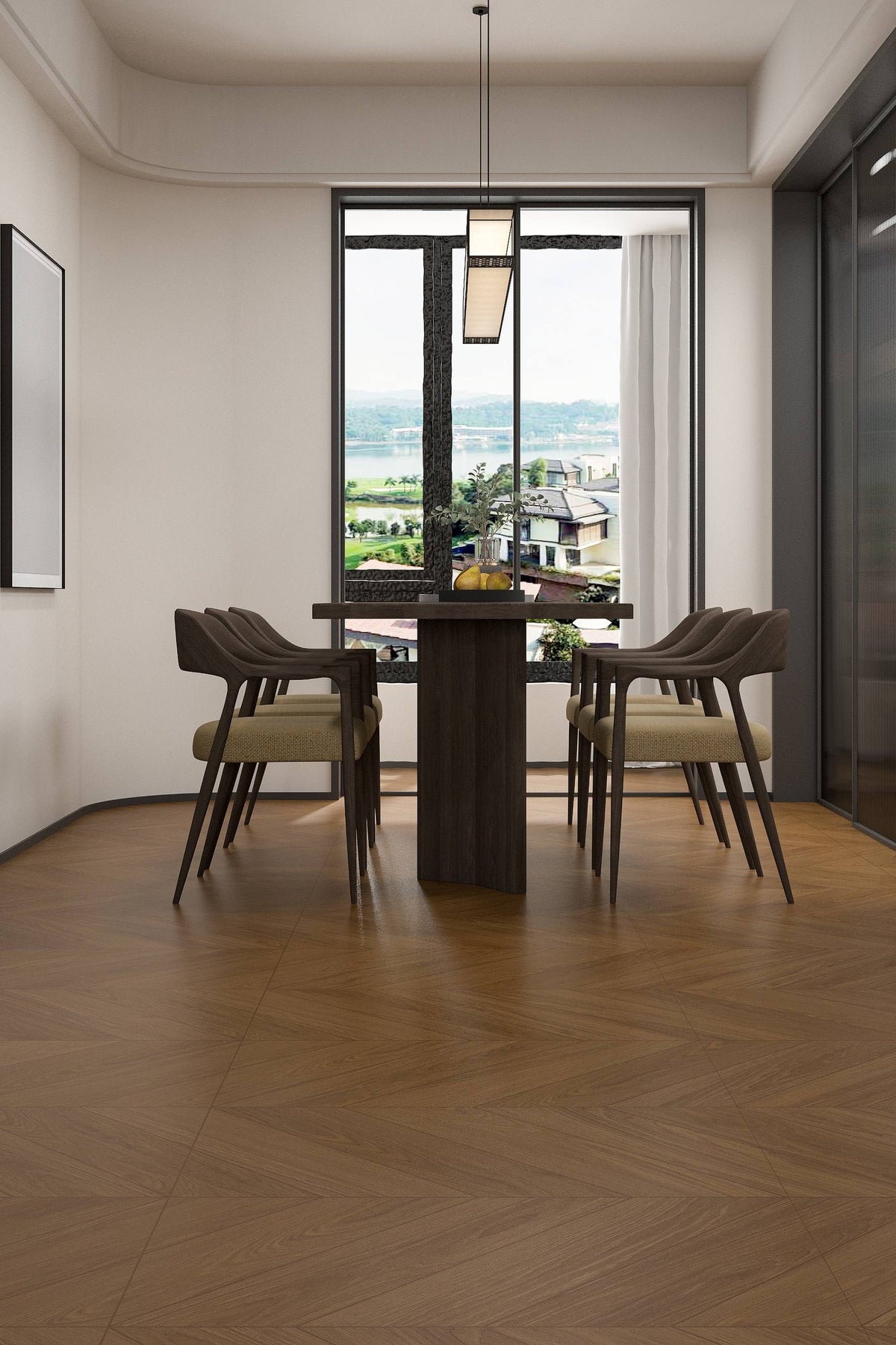 Wood Look Porcelain Floor Tile Chevron Plank 800x800mm - Living Room Hallway Open Plan - Item No. 8221