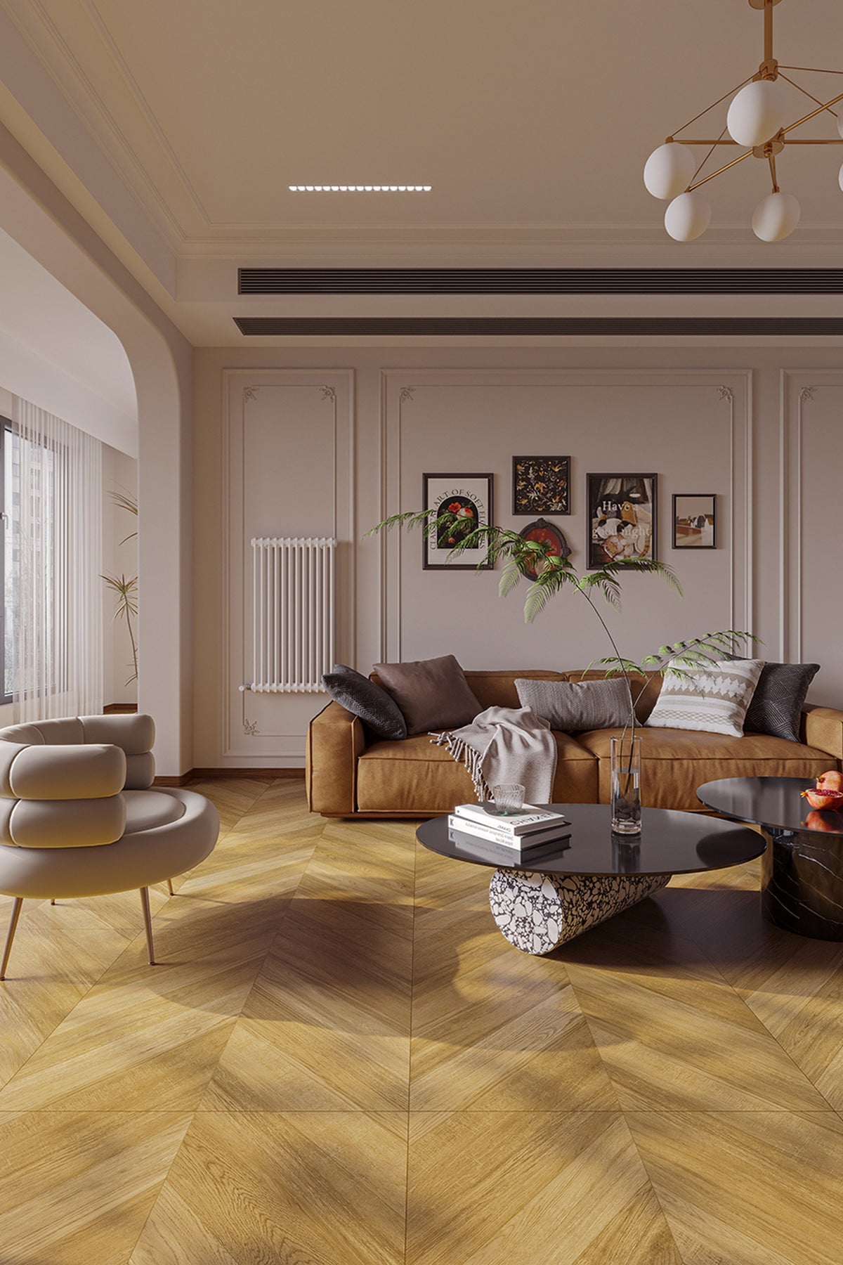 Wood Look Porcelain Floor Tile Chevron Plank 800x800mm - Living Room Hallway Open Plan - Item No. 8K202