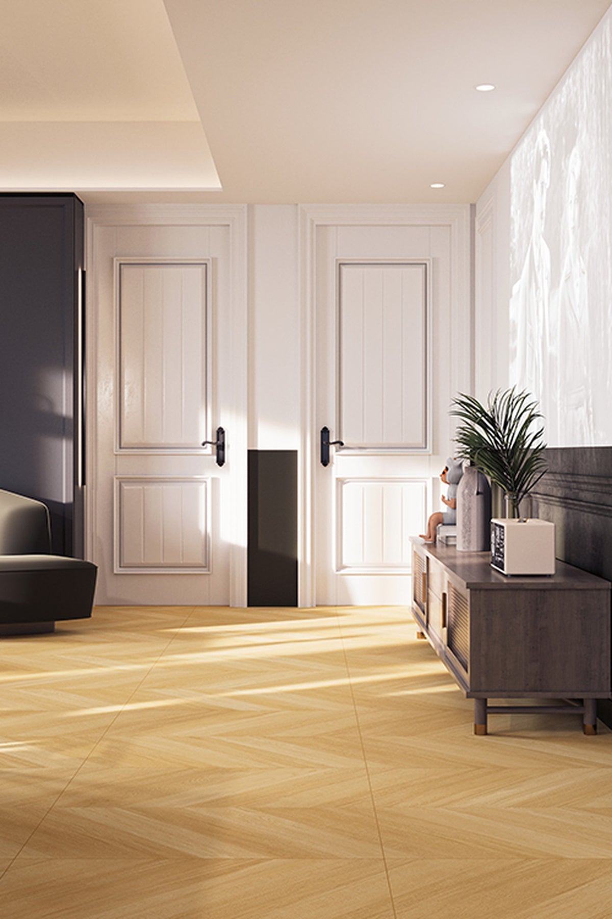 Wood Look Porcelain Floor Tile Chevron Plank 800x800mm - Living Room Hallway Open Plan - Item No. 8K203