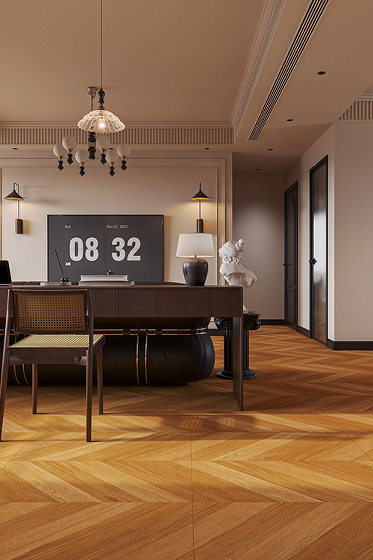 Wood Look Porcelain Floor Tile Chevron Plank 800x800mm - Living Room Hallway Open Plan - Item No. 8K205