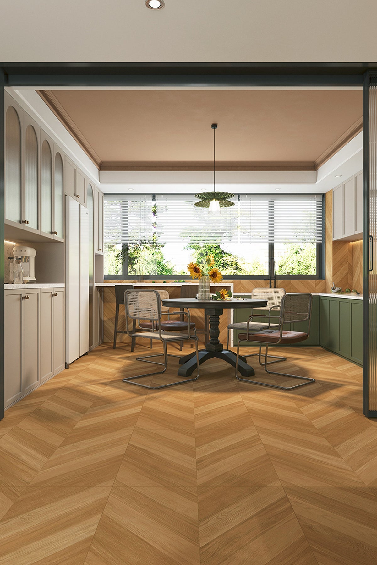 Wood Look Porcelain Floor Tile Chevron Plank 800x800mm - Living Room Hallway Open Plan - Item No. 8K209