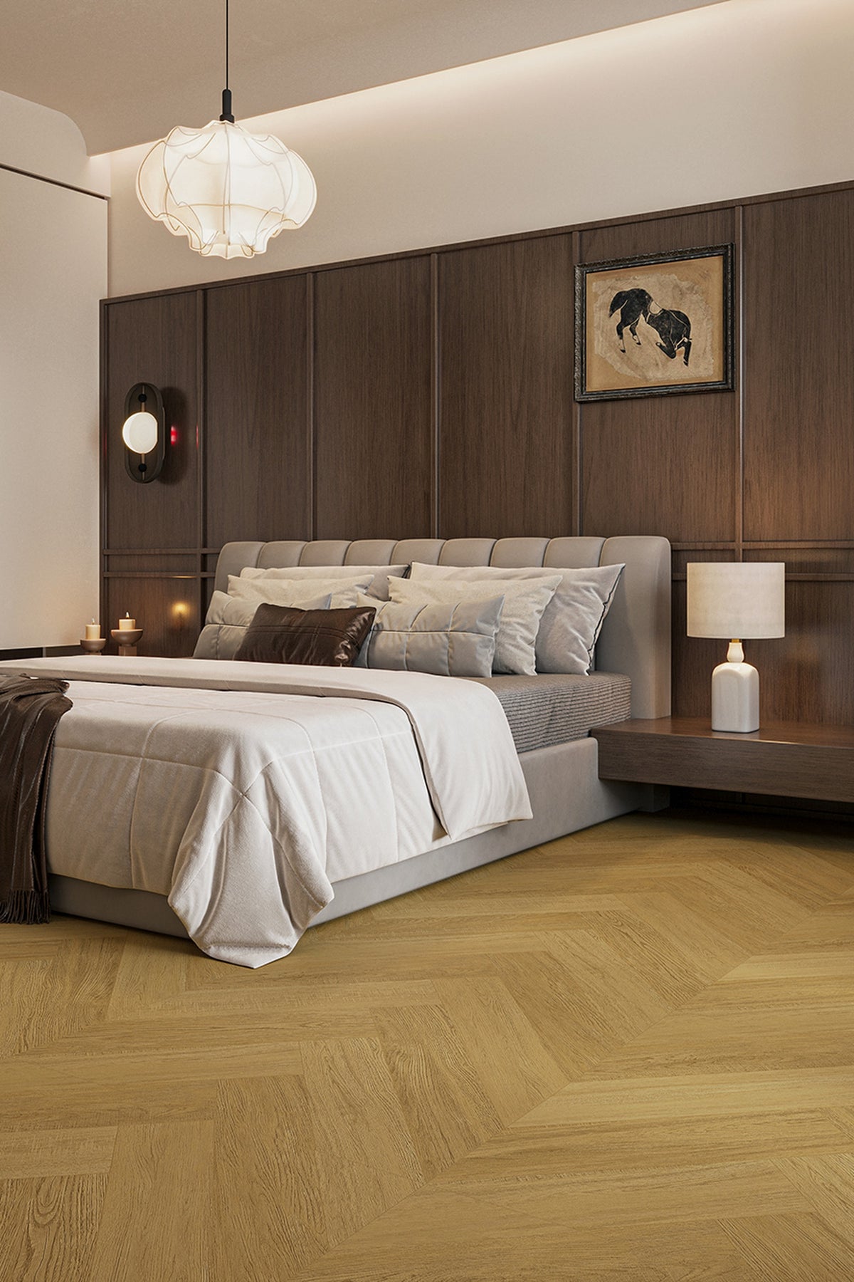Wood Look Porcelain Floor Tile Herringbone Plank 800x800mm - Living Room Hallway Open Plan - Item No. 8K503