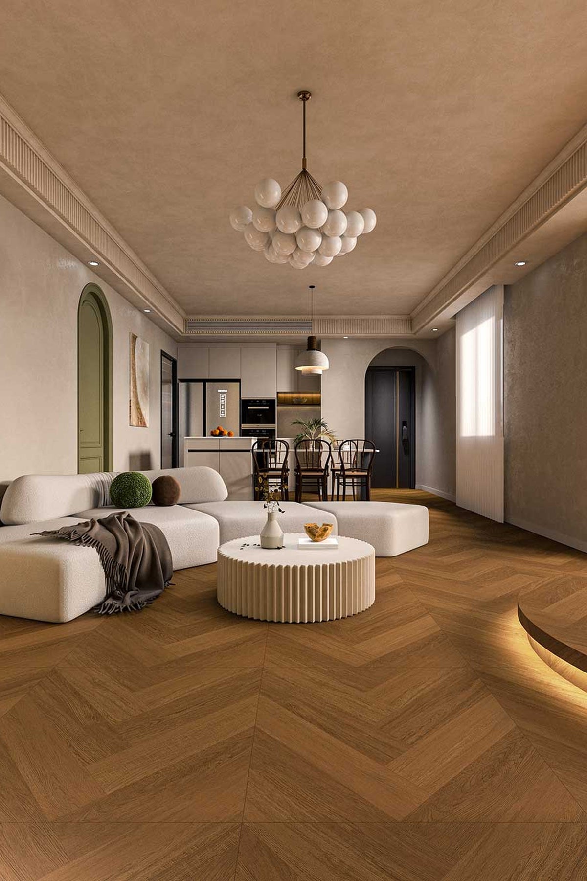 Wood Look Porcelain Floor Tile Herringbone Plank 800x800mm - Living Room Hallway Open Plan - Item No. 8K506