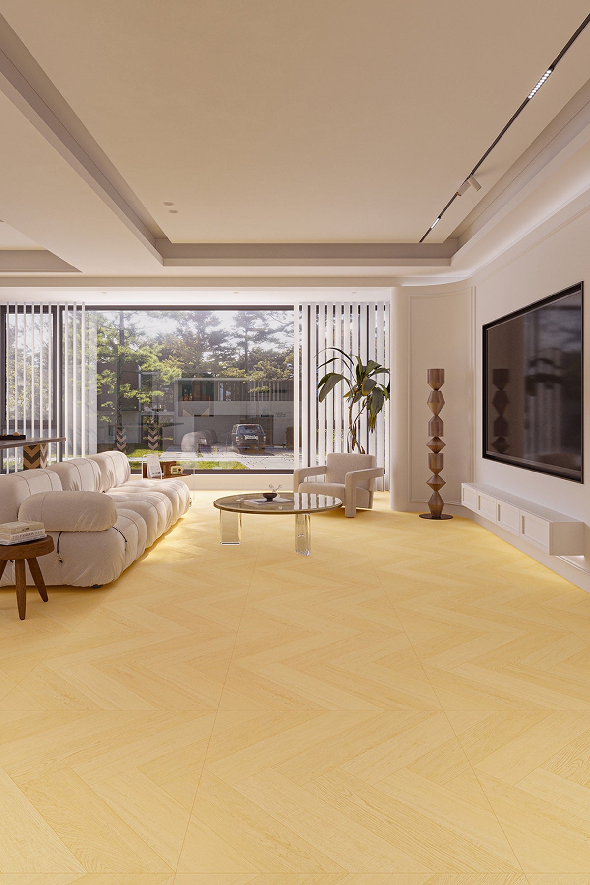 Wood Look Porcelain Floor Tile Herringbone Plank 800x800mm - Living Room Hallway Open Plan - Item No. 8K509