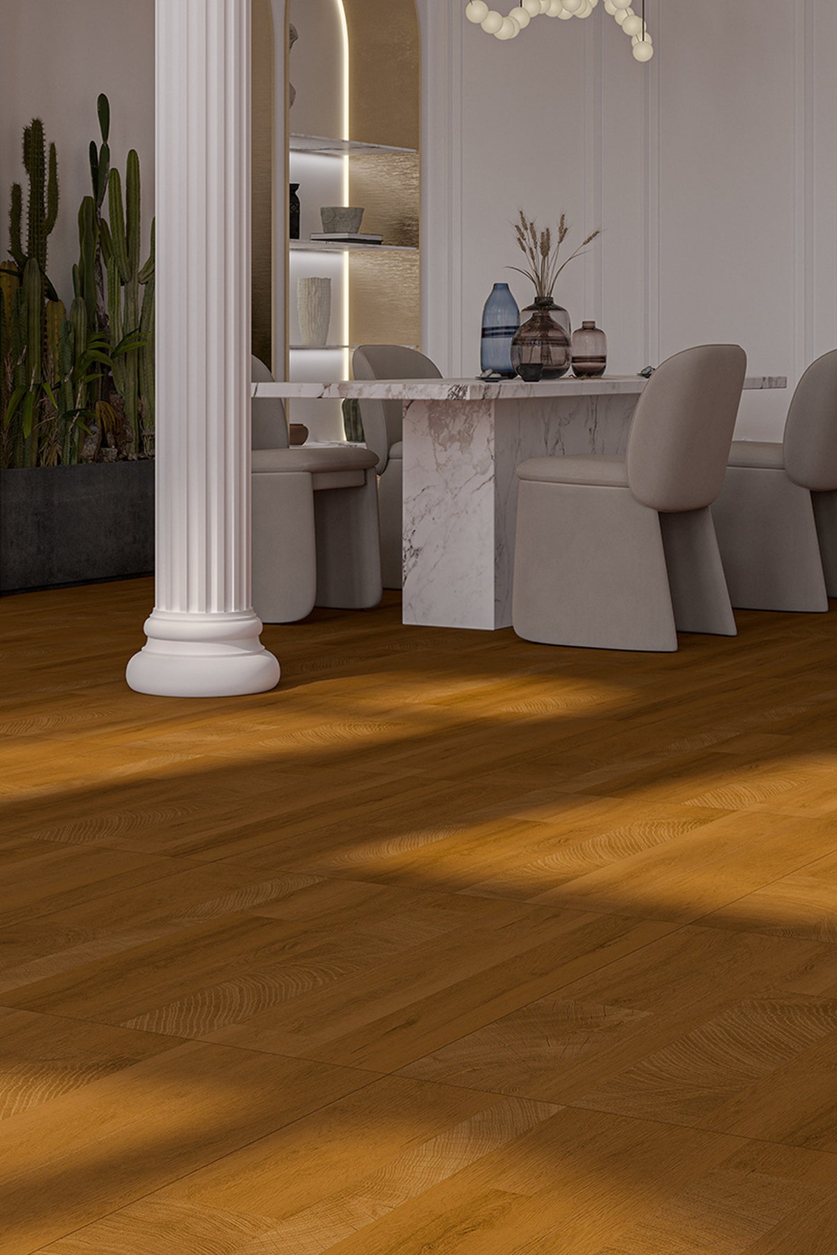 Wood Look Porcelain Floor Tile Geometric Plank 800x800mm - Living Room Hallway Open Plan - Item No. 8K609