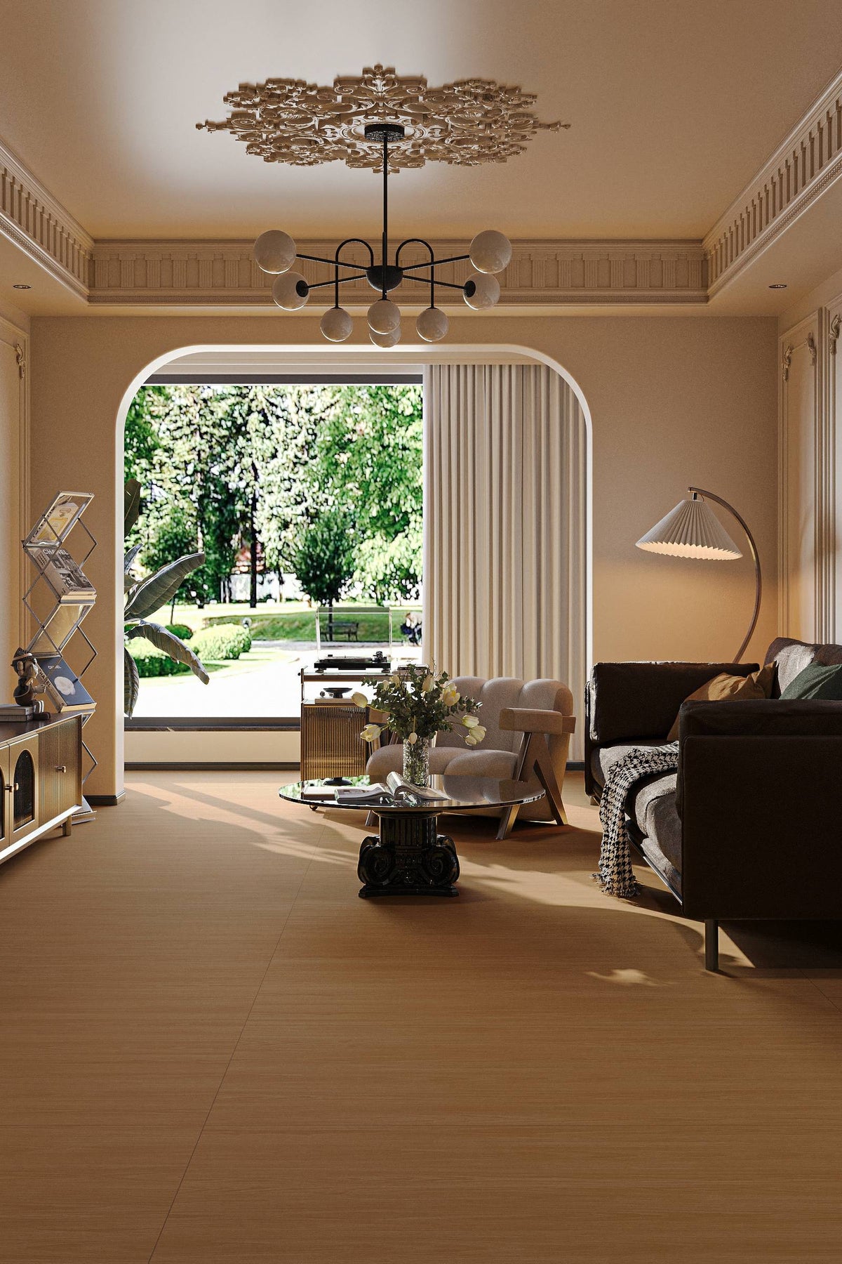 Wood Look Porcelain Floor Tile Fine Grain Plank 750x1500mm - Living Room Hallway Open Plan - Item No. 75YJ407