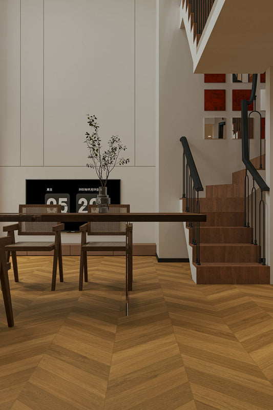Wood Look Porcelain Floor Tile Chevron Plank 750x1500mm - Living Room Hallway Open Plan - Item No. 715202