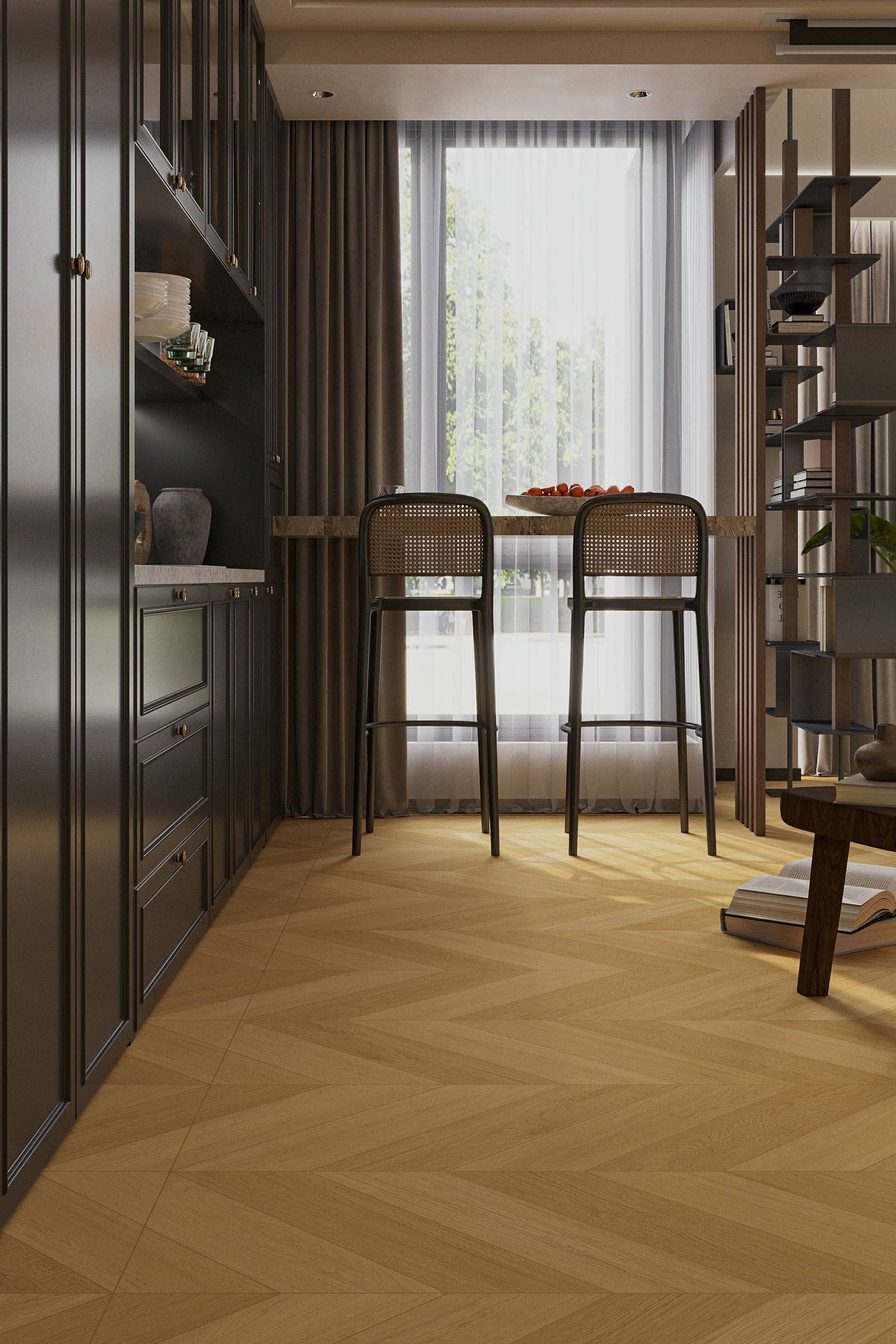 Wood Look Porcelain Floor Tile Chevron Plank 750x1500mm - Living Room Hallway Open Plan - Item No. 715203