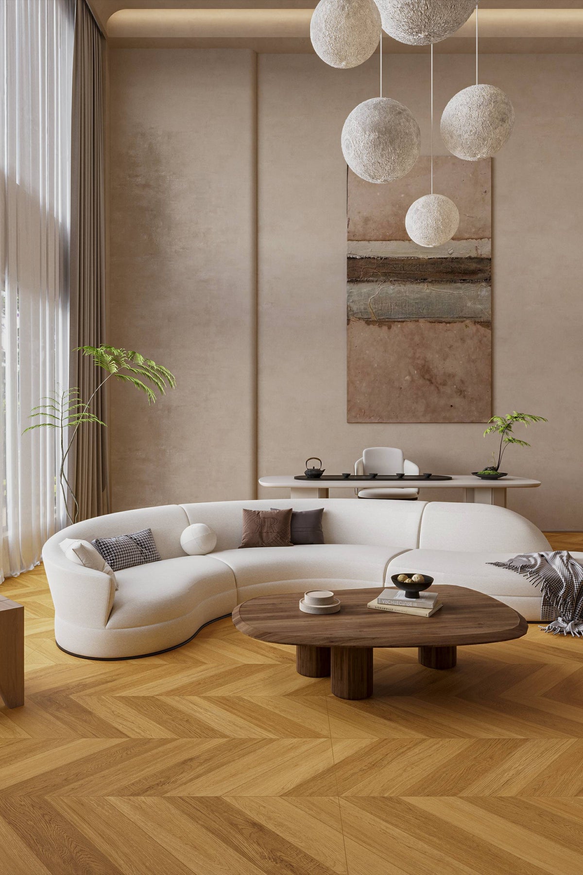 Wood Look Porcelain Floor Tile Chevron Plank 750x1500mm - Living Room Hallway Open Plan - Item No. 715207