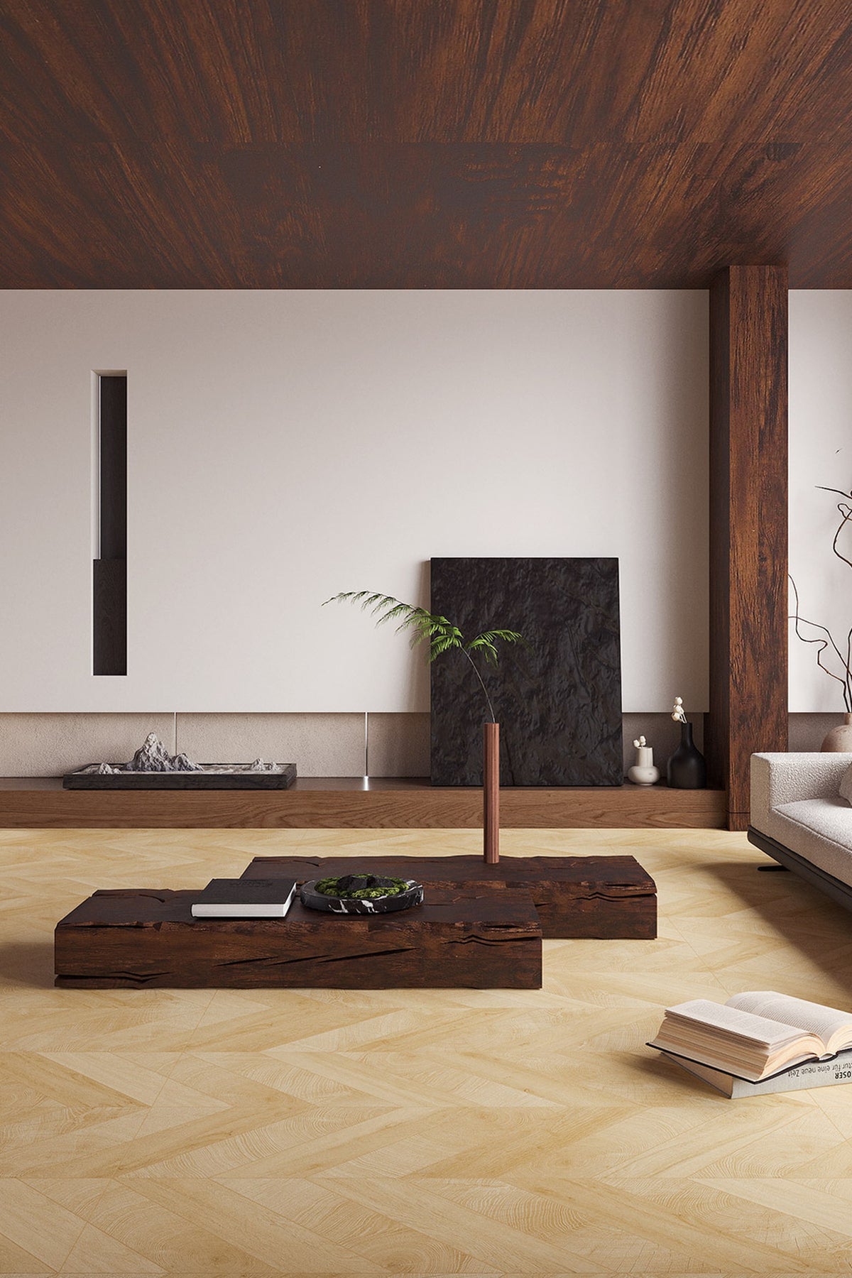 Wood Look Porcelain Floor Tile Chevron Plank 750x1500mm - Living Room Hallway Open Plan - Item No. 715211