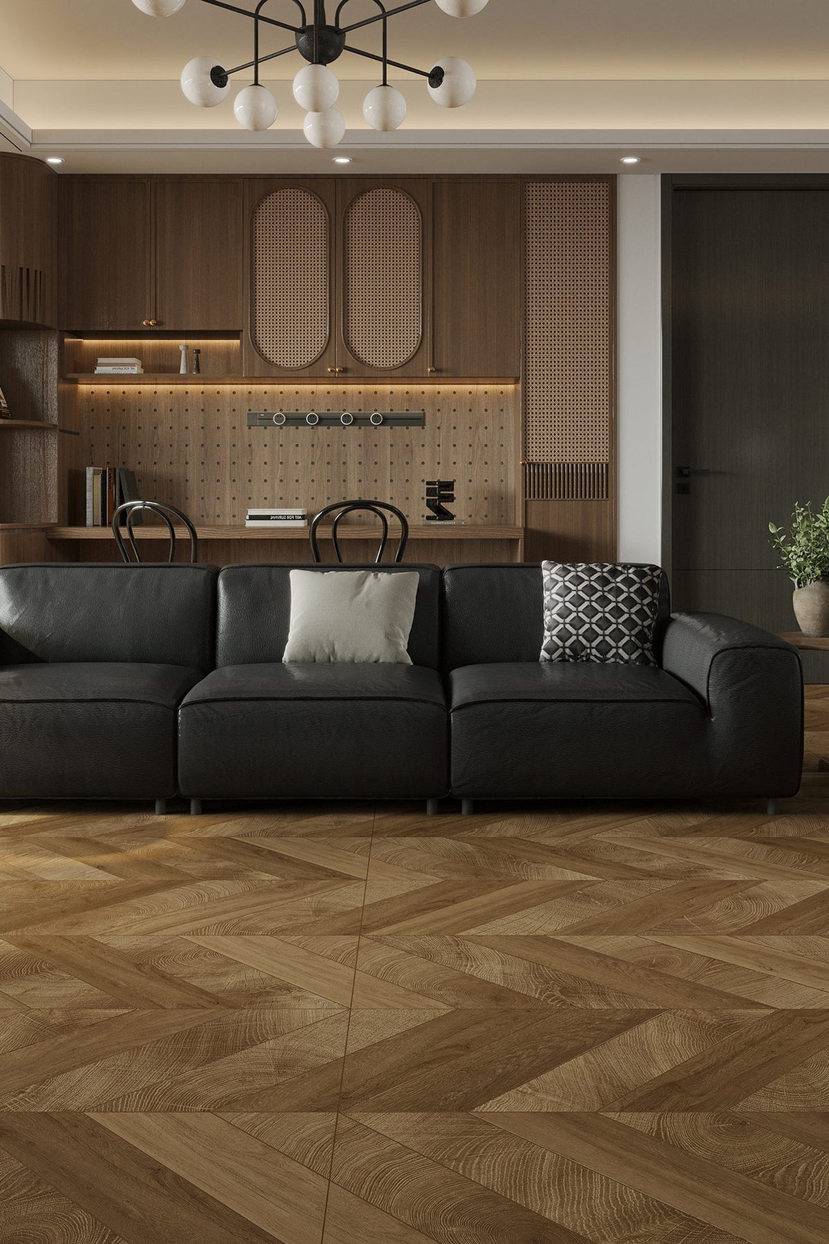 Wood Look Porcelain Floor Tile Chevron Plank 750x1500mm - Living Room Hallway Open Plan - Item No. 715212