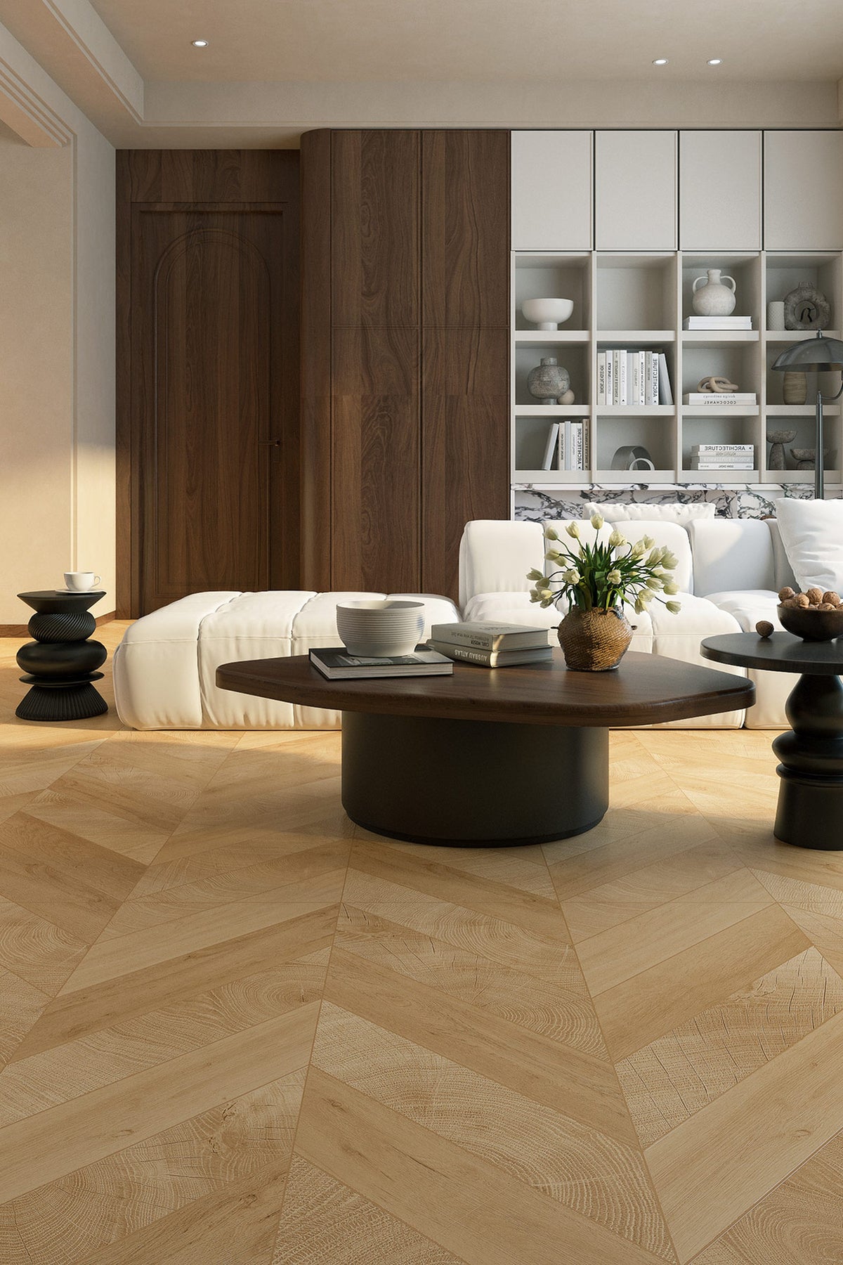 Wood Look Porcelain Floor Tile Chevron Plank 750x1500mm - Living Room Hallway Open Plan - Item No. 715213