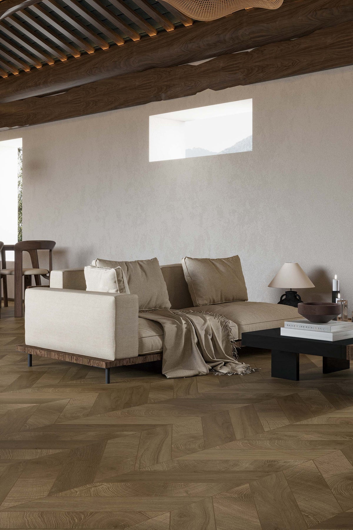 Wood Look Porcelain Floor Tile Chevron Plank 750x1500mm - Living Room Hallway Open Plan - Item No. 715216