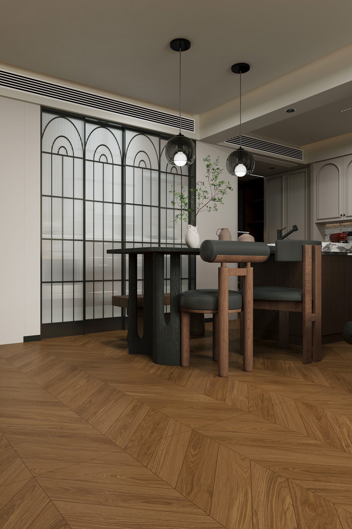 Wood Look Porcelain Floor Tile Chevron Plank 750x1500mm - Living Room Hallway Open Plan - Item No. 715221
