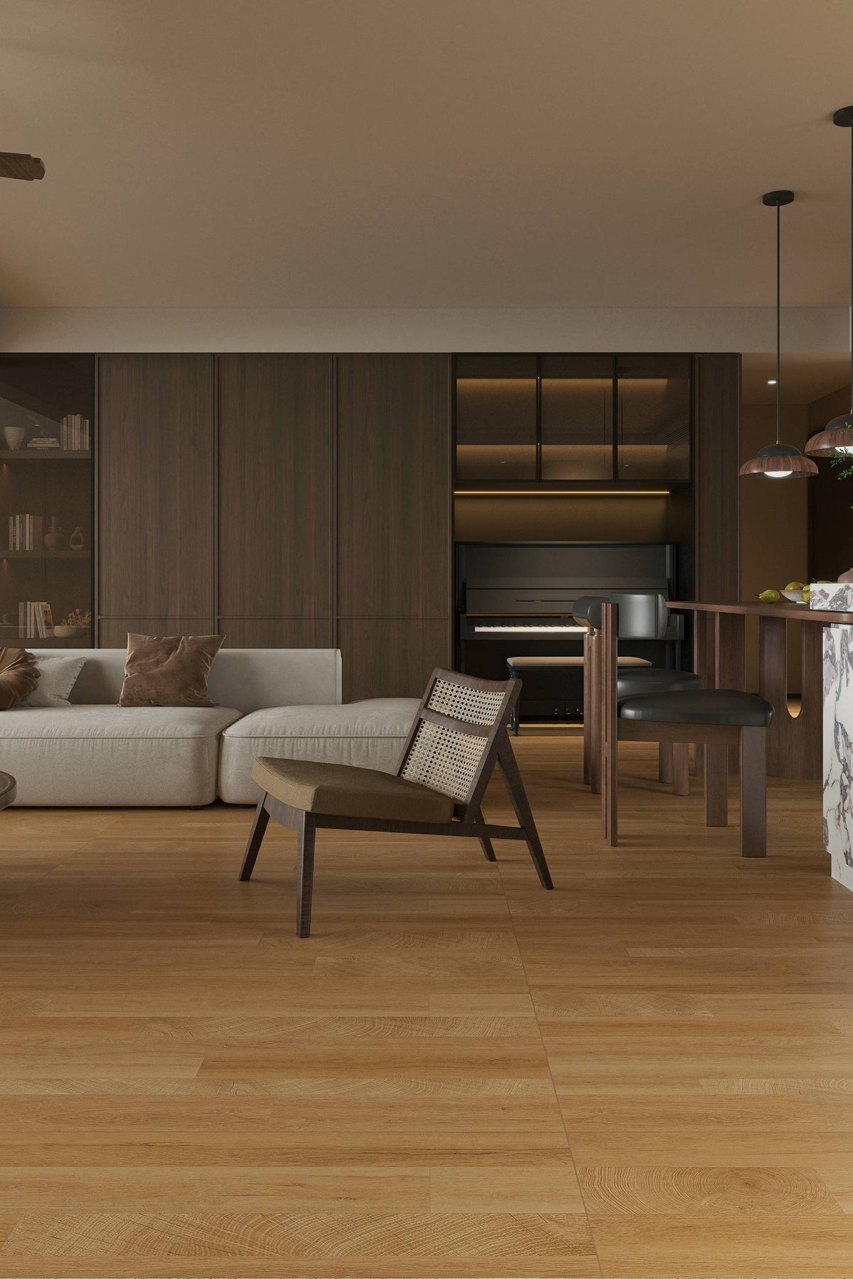 Wood Look Porcelain Floor Tile Geometric Plank 750x1500mm - Living Room Hallway Open Plan - Item No. 715608