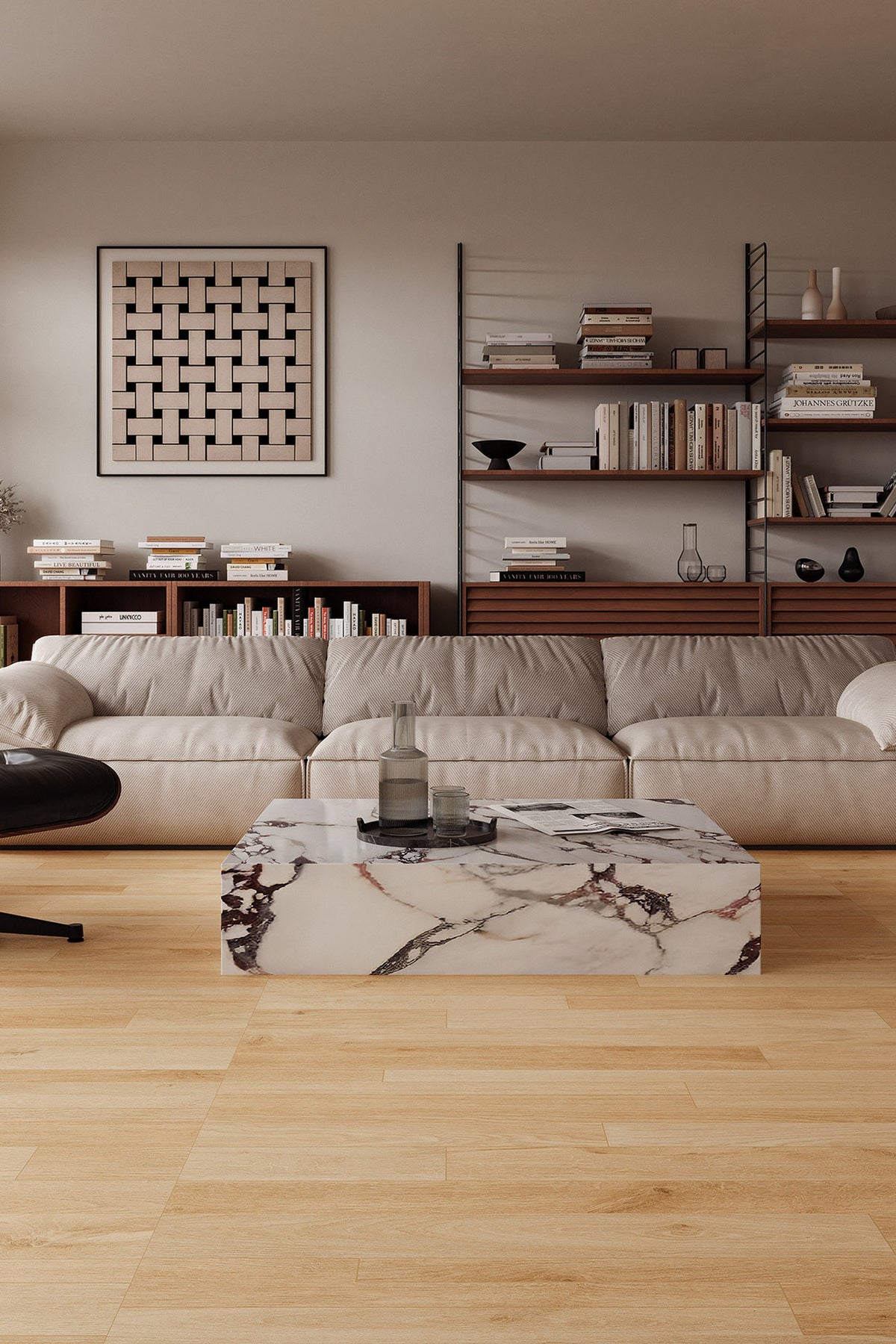 Wood Look Porcelain Floor Tile Geometric Plank 750x1500mm - Living Room Hallway Open Plan - Item No. 715611