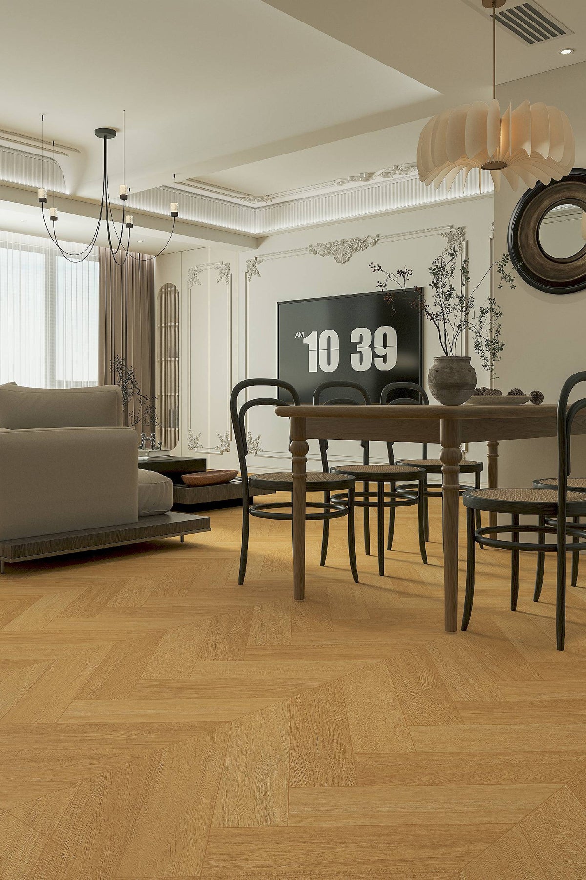 Wood Look Porcelain Floor Tile Herringbone Plank 750x1500mm - Living Room Hallway Open Plan - Item No. 715503