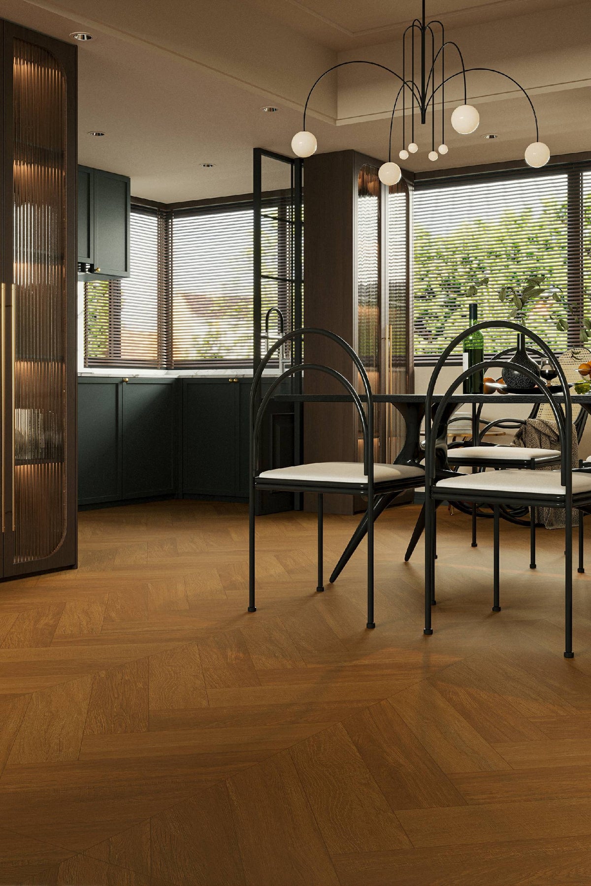 Wood Look Porcelain Floor Tile Herringbone Plank 750x1500mm - Living Room Hallway Open Plan - Item No. 715506