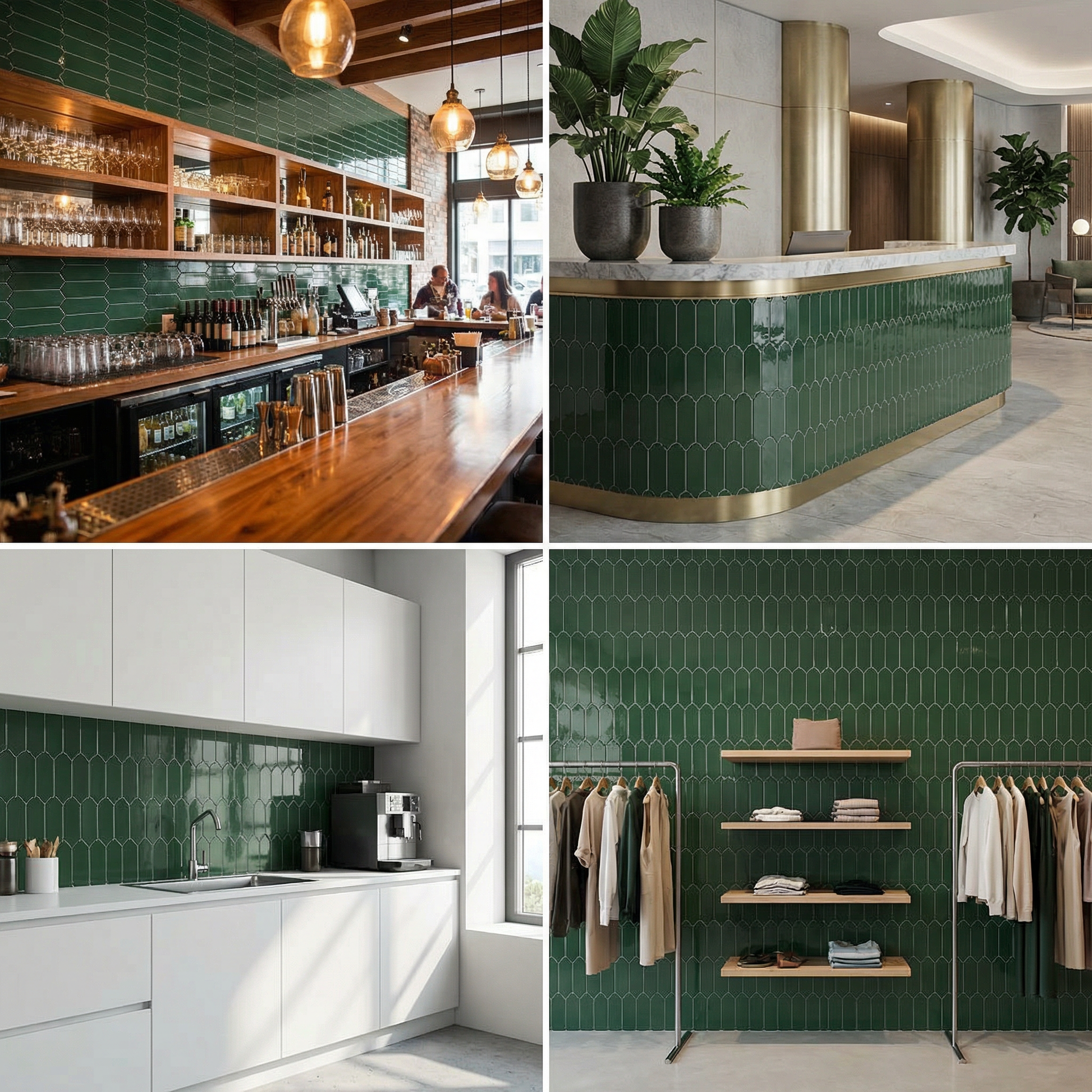 Feather Ceramic Tiles 90x308mm - Per Square Meter - Sage Green Finish - YM930-08 - GR.Mosaic Decorative Pattern (View 3)