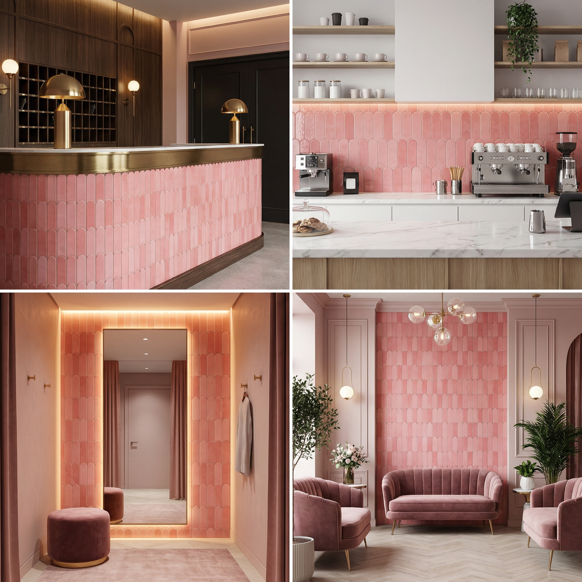 Feather Ceramic Tiles 90x308mm - Per Square Meter - Pink Finish - YM930-02 - GR.Mosaic Decorative Pattern (View 3)