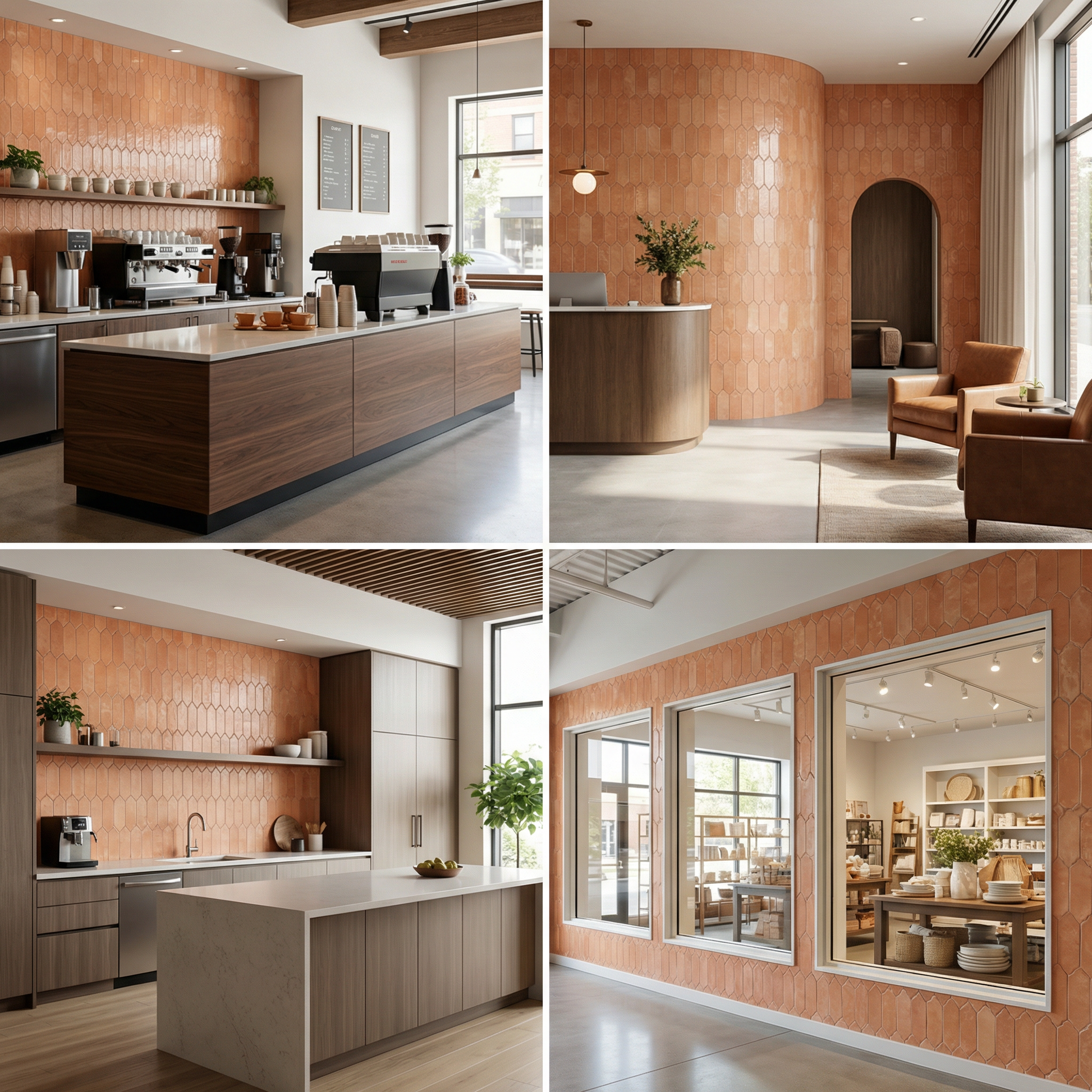 Feather Ceramic Tiles 90x308mm - Per Square Meter - Coral Pink Finish - YM930-19 - GR.Mosaic Decorative Pattern (View 3)