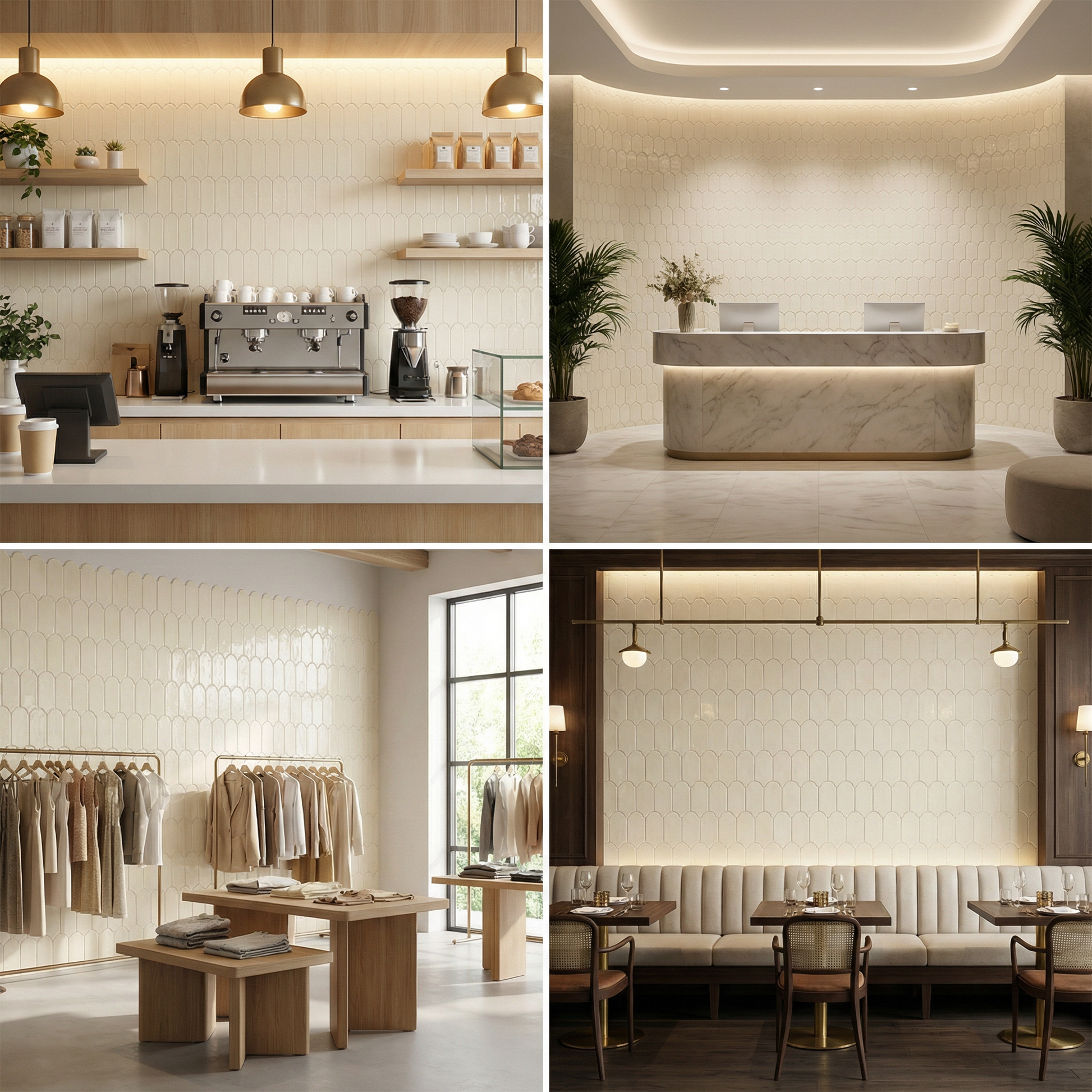 Feather Ceramic Tiles 90x308mm - Per Square Meter - Off White Finish - YM930-13 - GR.Mosaic Decorative Pattern (View 3)