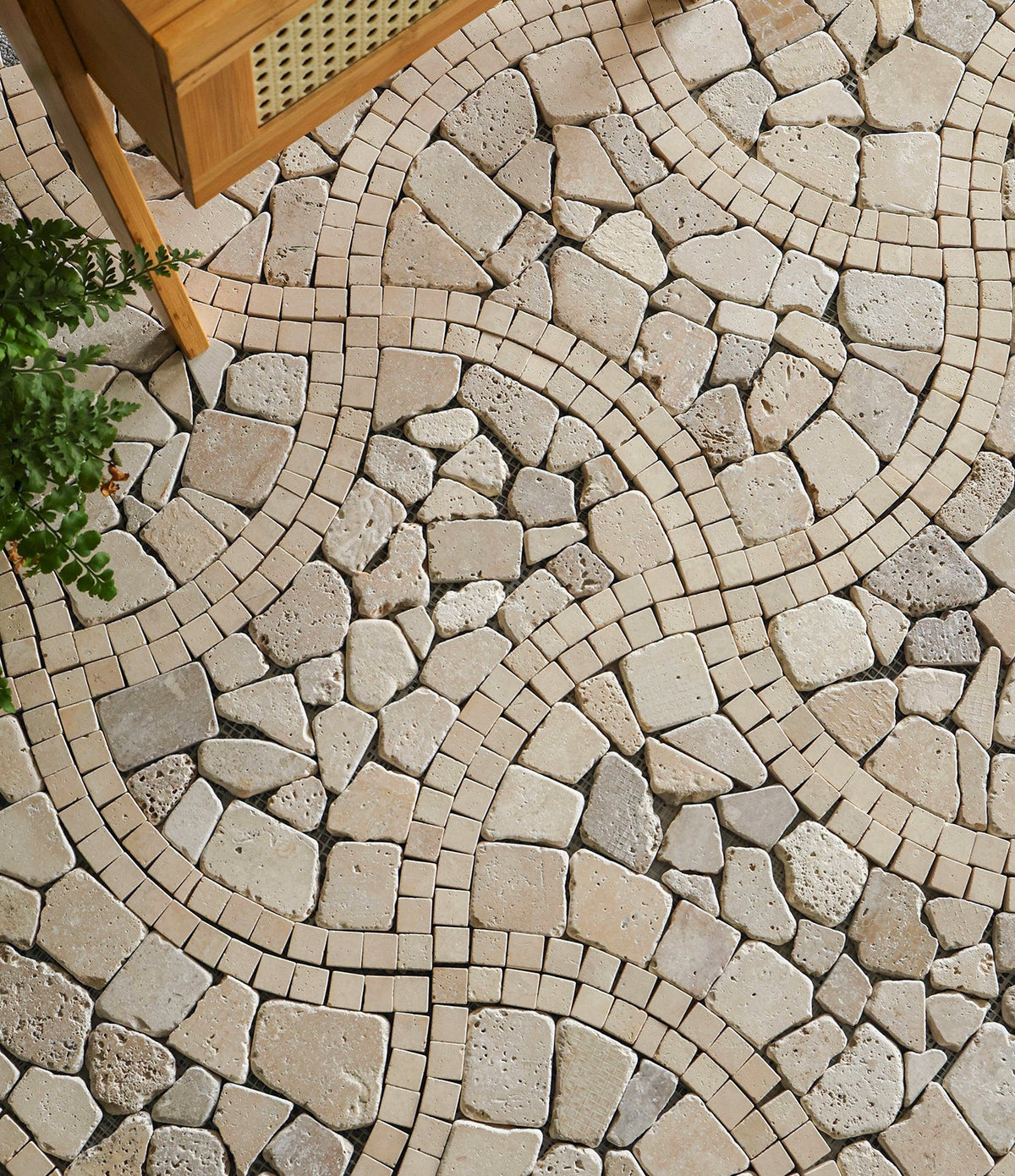 Mixed pebble look ceramic mosaic tile 280x280mm courtyard garden