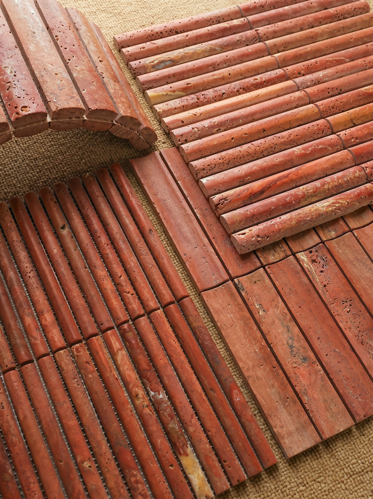 Terracotta Natural Travertine Stick Strip Mosaic Tile - Restaurant Bakery B&B Feature Wall - view 1