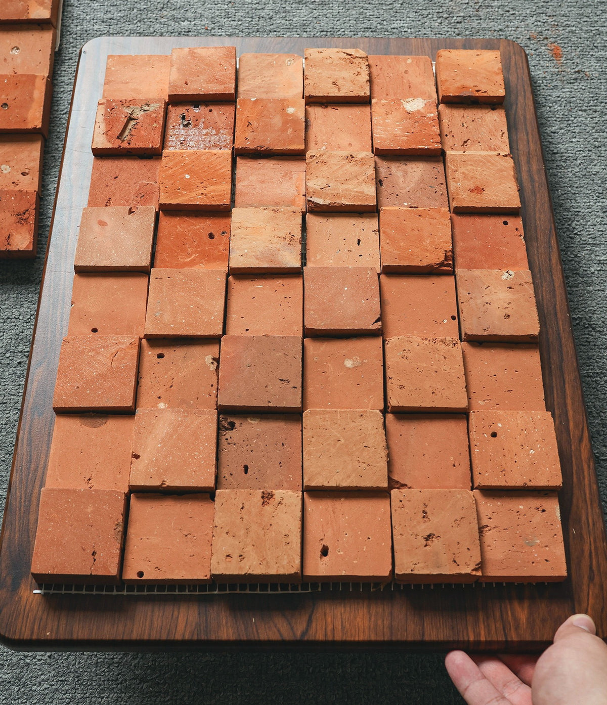 Terracotta textured relief mosaic tile 305x405mm tea room cafe