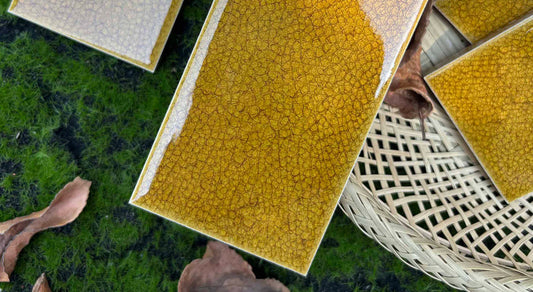 Ice Crack Kiln Change Ceramic Tiles 60x200mm - Per Square Meter - Golden Yellow Textured Finish - N-BL-62007