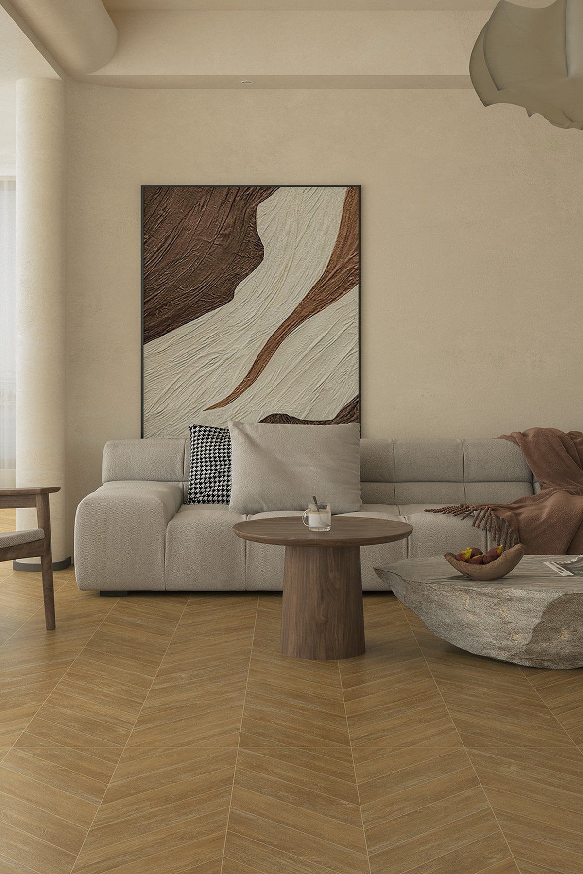 Wood Look Porcelain Floor Tile Velvet Plank 600x1200mm - Living Room Hallway Open Plan - Item No. 612TR805
