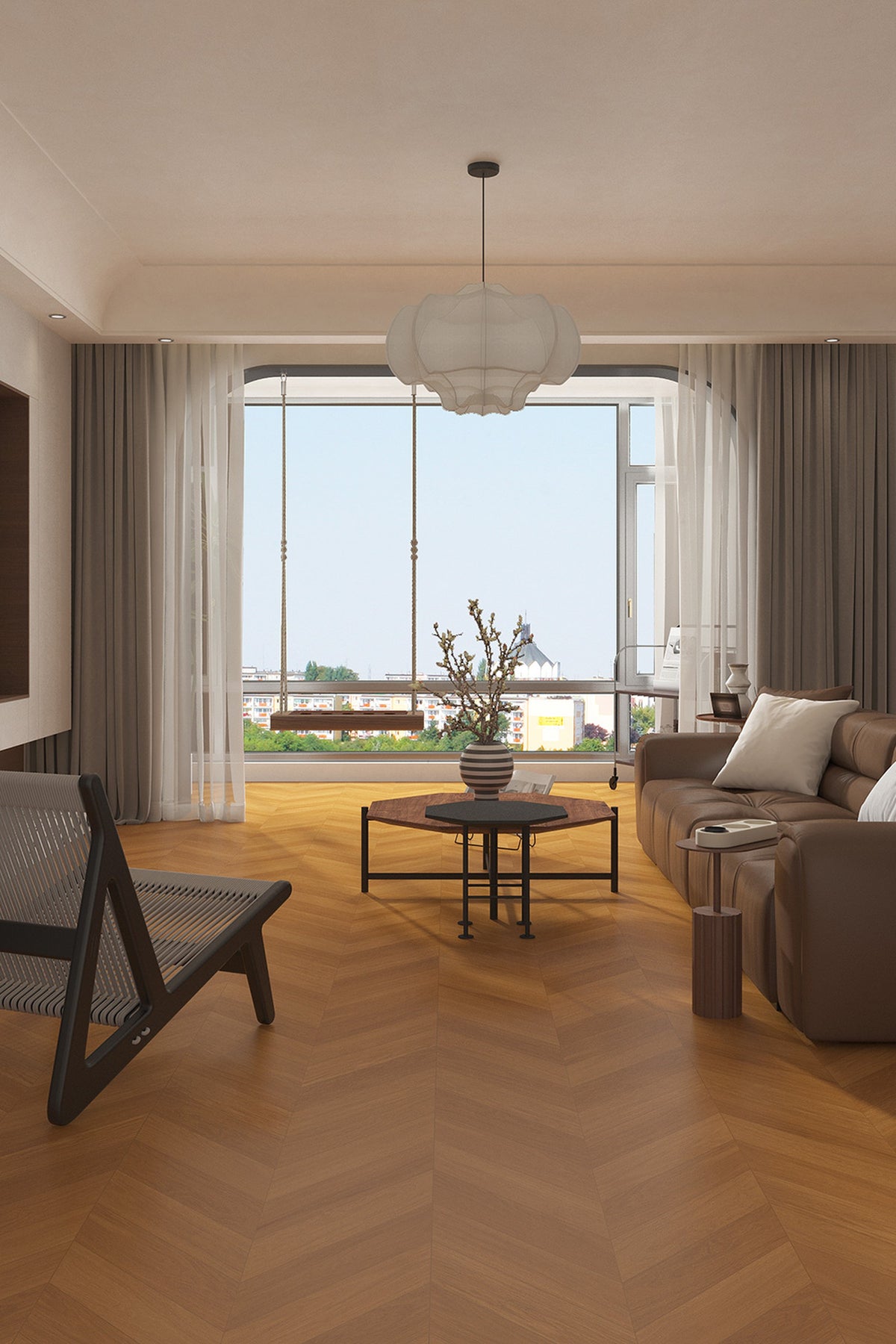 Wood Look Porcelain Floor Tile Velvet Plank 600x1200mm - Living Room Hallway Open Plan - Item No. 612TR809