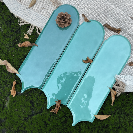Feather Ceramic Tiles 90x308mm - Per Square Meter - Turquoise Finish - YM930-04 - GR.Mosaic Decorative Pattern (View 1)