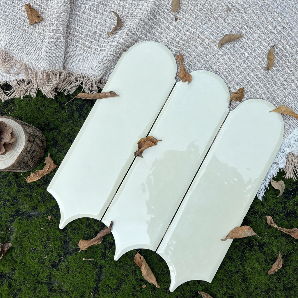 Feather Ceramic Tiles 90x308mm - Per Square Meter - Off White Finish - YM930-13 - GR.Mosaic Decorative Pattern (View 5)