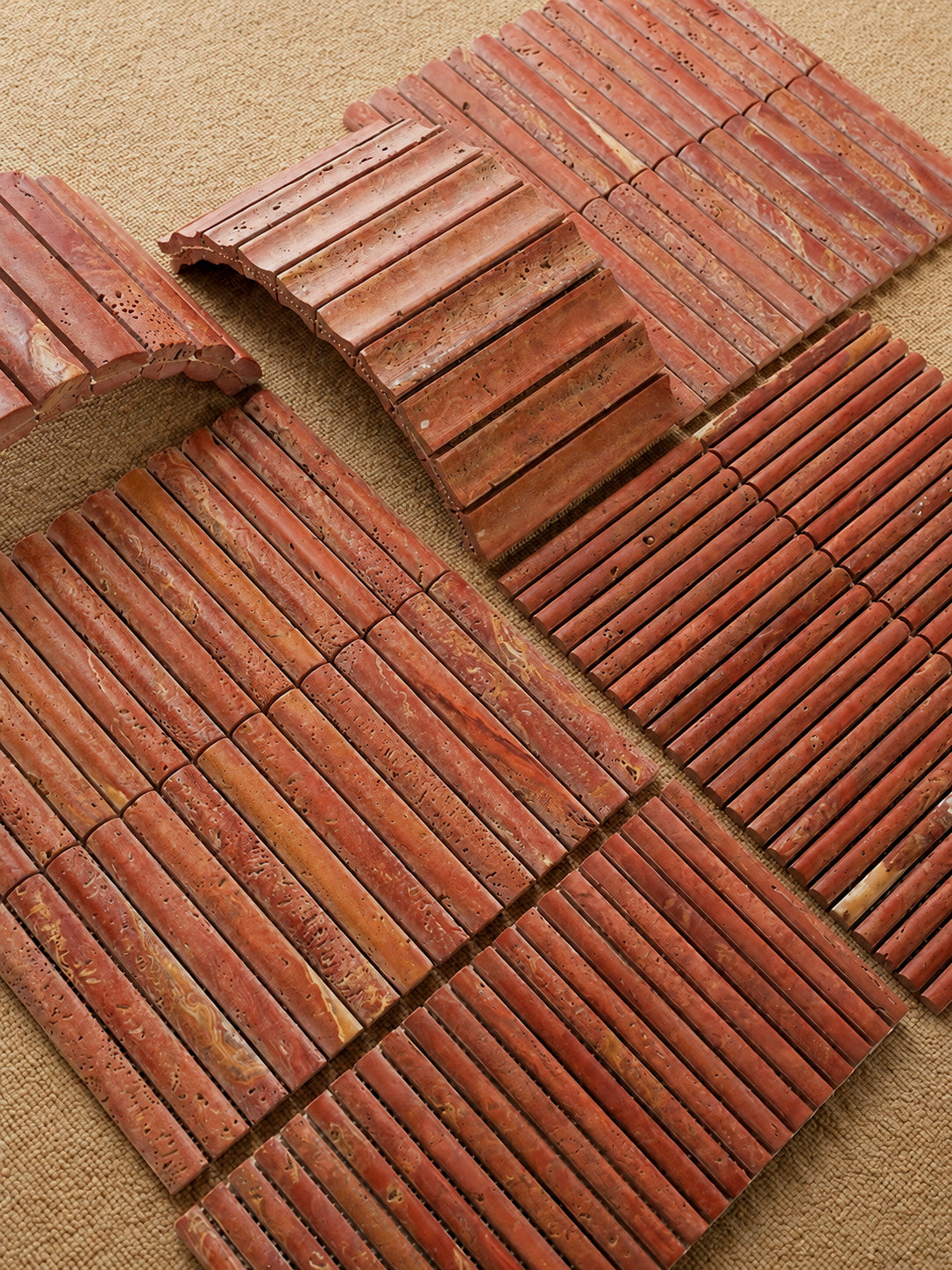 Terracotta Natural Travertine Stick Strip Mosaic Tile - Restaurant Bakery B&B Feature Wall - view 2