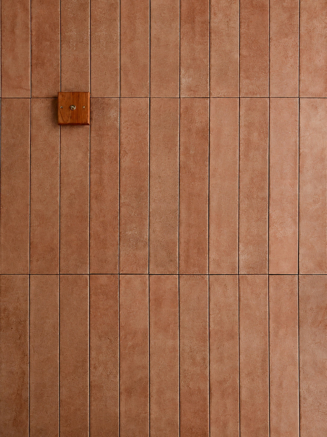 Caramel long strip brick tile 80x480mm cafe bakery boutique feature wall