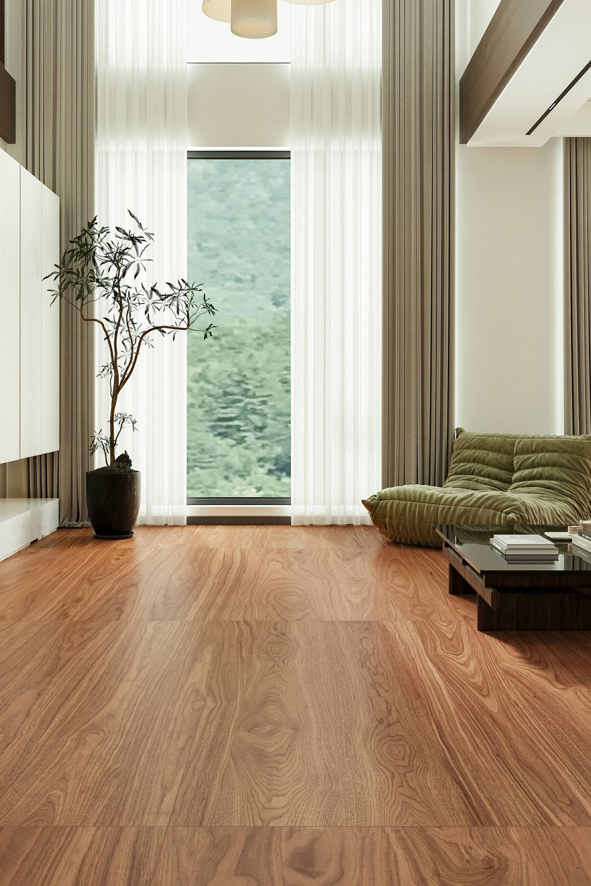 Wood Look Porcelain Floor Tile Fine Grain Velvet Plank 900x1800mm - Living Room Hallway Open Plan - Item No. 918RX815
