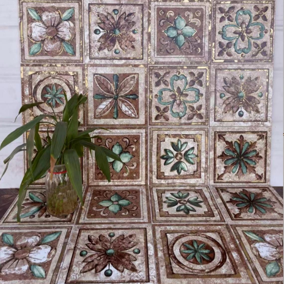 Fine Art Gilded Tiles 20x20cm - Van Gogh & Klimt Masterpiece Wall Tiles (25pcs/1㎡) - GR.Mosaic Decorative Pattern (View 8)